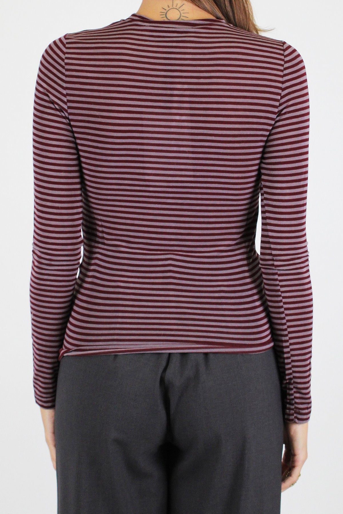 Haveone - Maglia serafino fantasia a righe in misto modal e cashmere