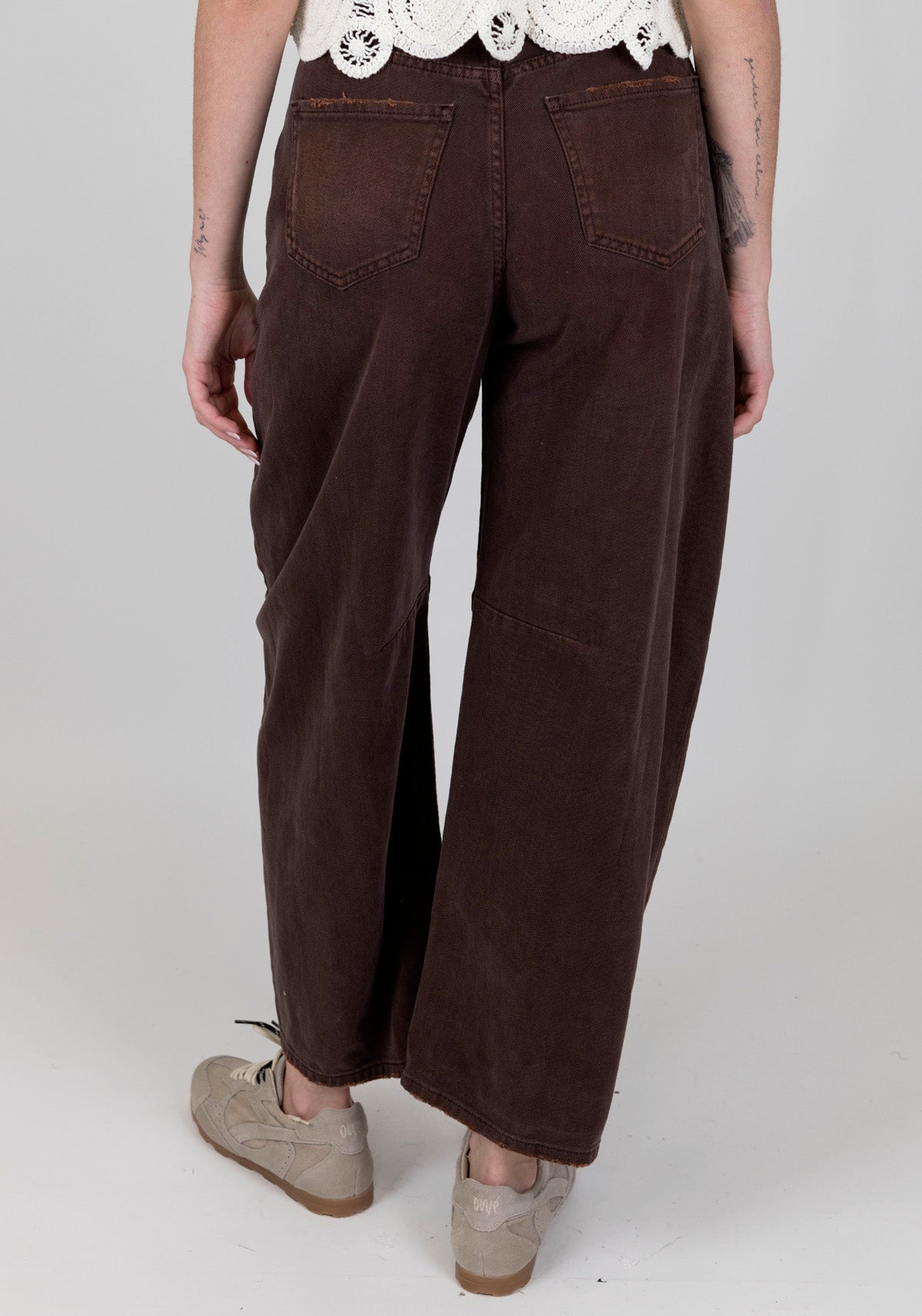 Maryley - Pantalone balloon in denim colorato effetto lavato