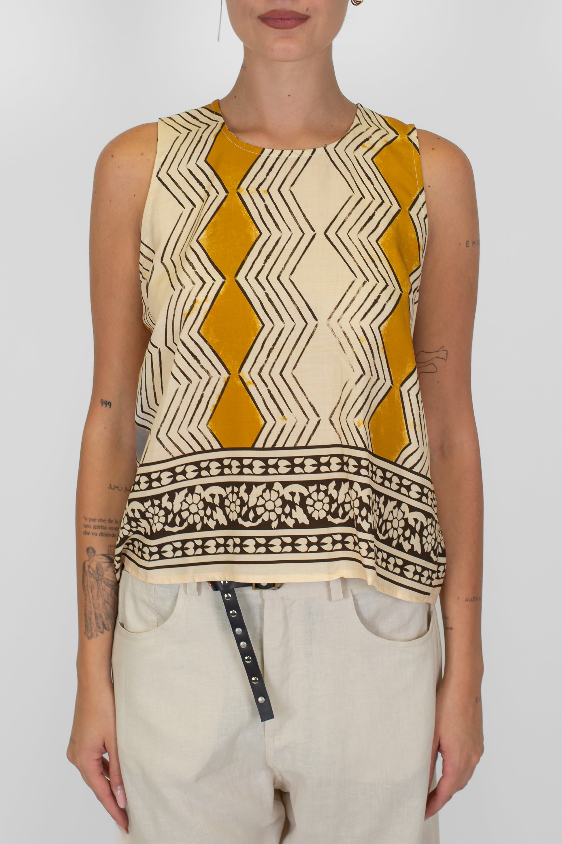 Haveone - Canotta fantasia geometrica in viscosa