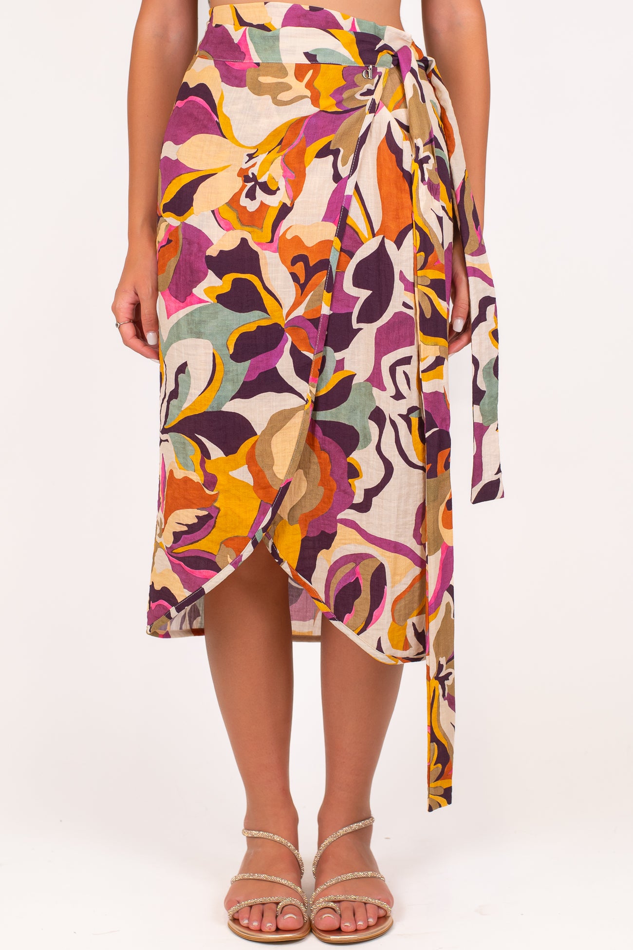 Dixie - Gonna pareo in viscosa leggera fantasia multicolor