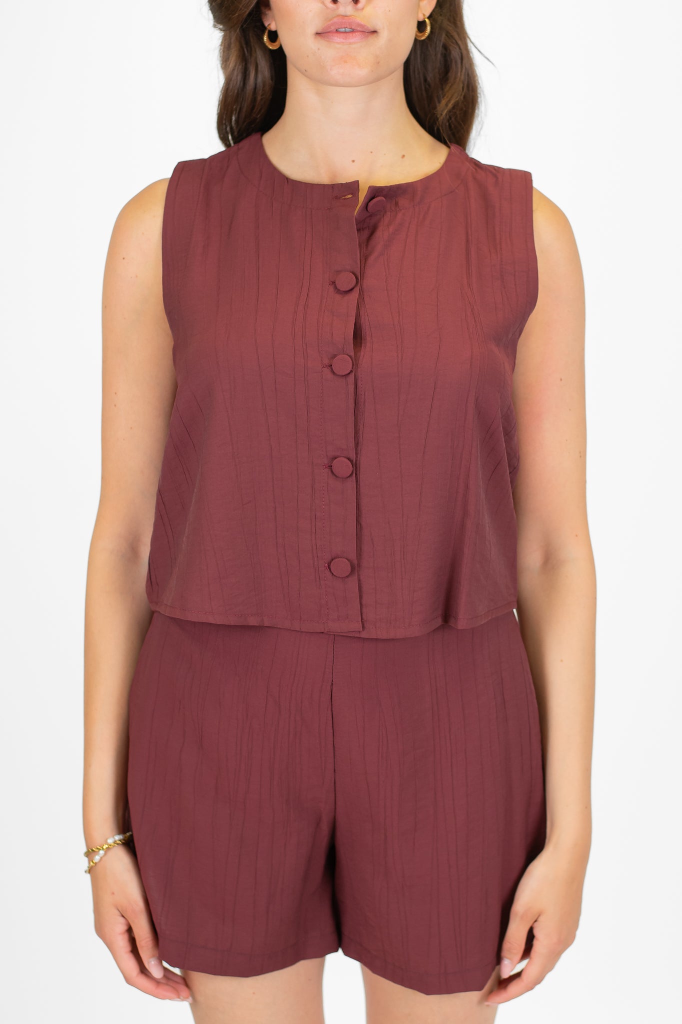 Tensione in - Coordinato gilet e shorts in viscosa leggera