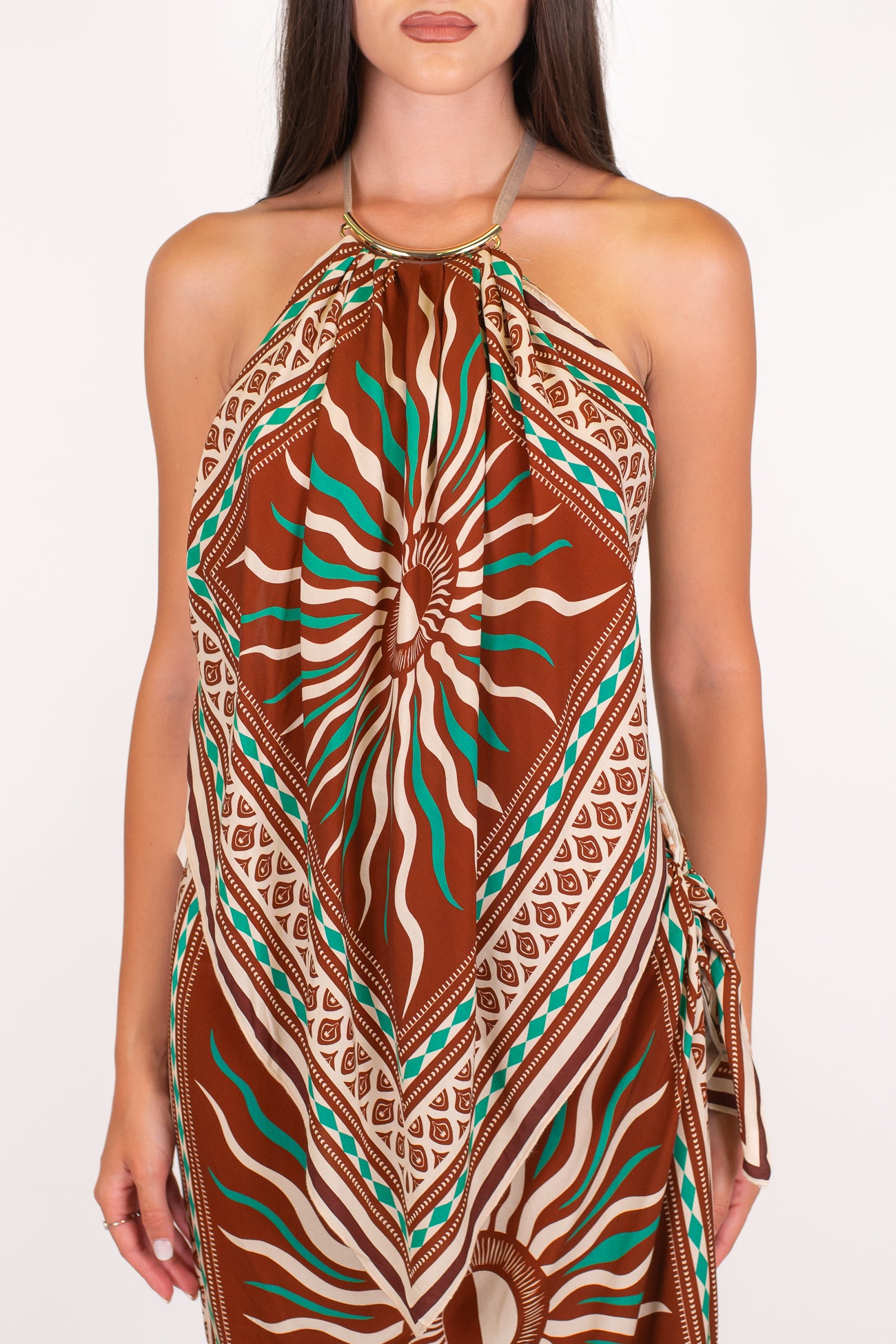 Tensione in - Top foulard fantasia etnica in viscosa leggera con scollatura sul retro