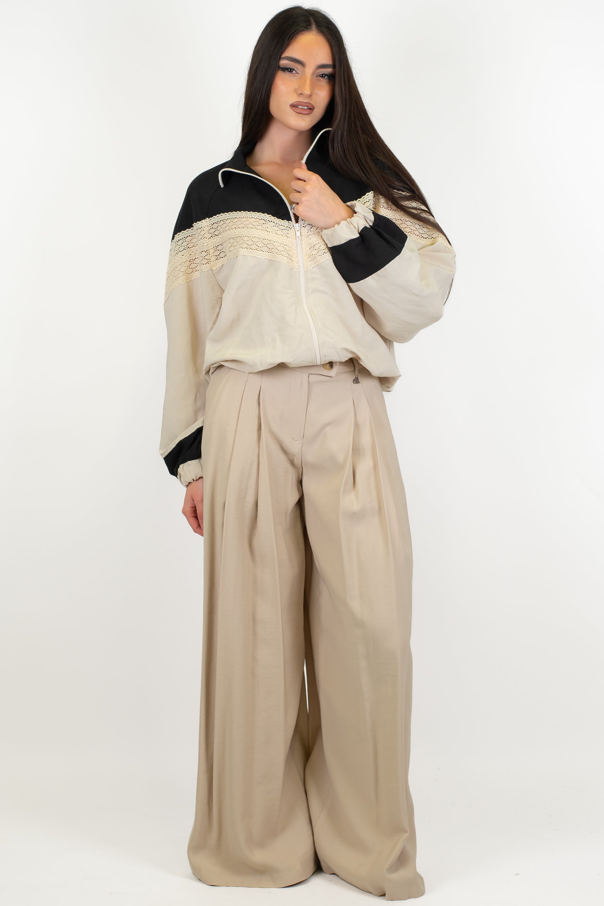 Dixie - Pantalone palazzo in viscosa leggera con pinces