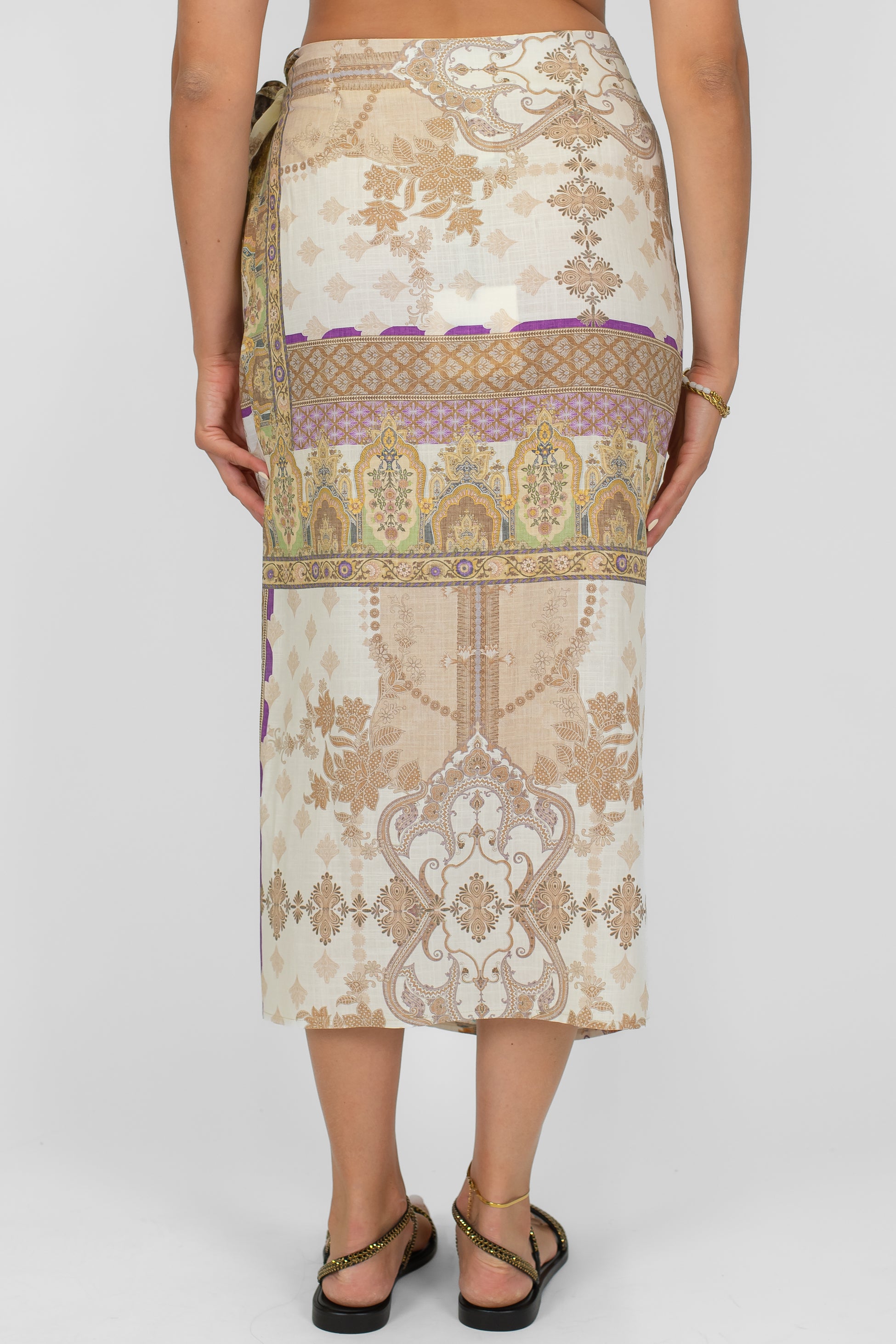 Tensione in - Gonna fantasia in viscosa/lino chiusura portafoglio