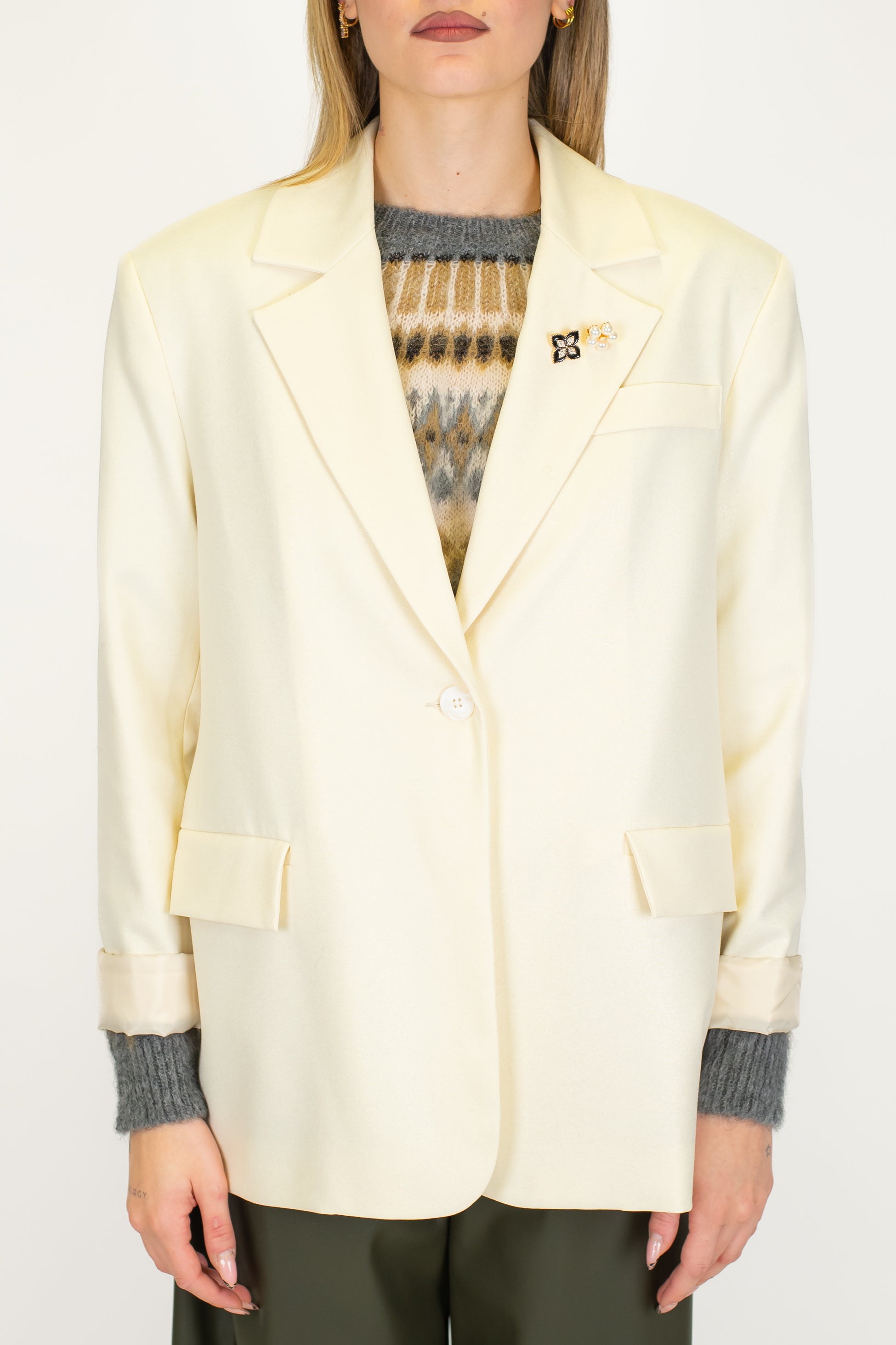 Haveone - Giacca monopetto over glitter scon spille