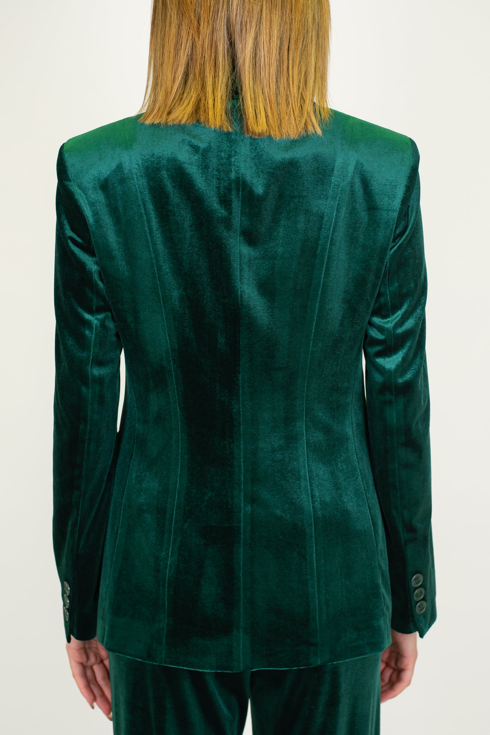 Maryley - Tailleur giacca con collo sciallato e pantalone palazzo in velluto con elastico in vita