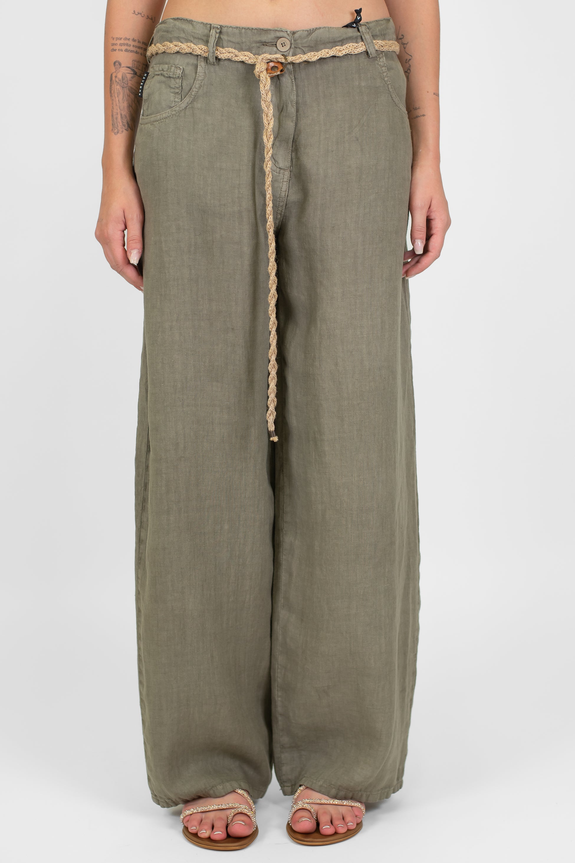 Haveone - Pantalone regular in puro lino