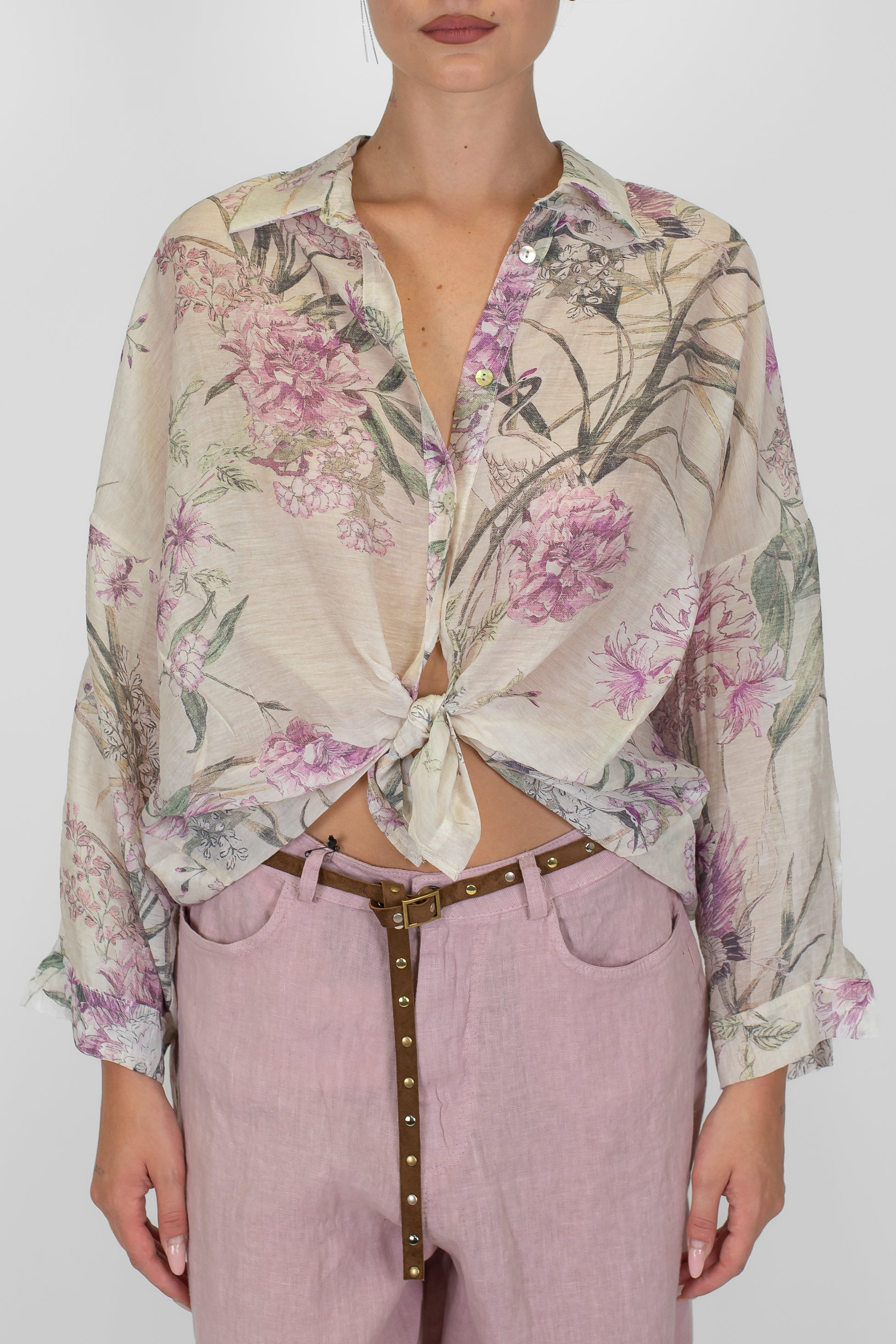 Motel - Camicia fantasia floreale in lyocell