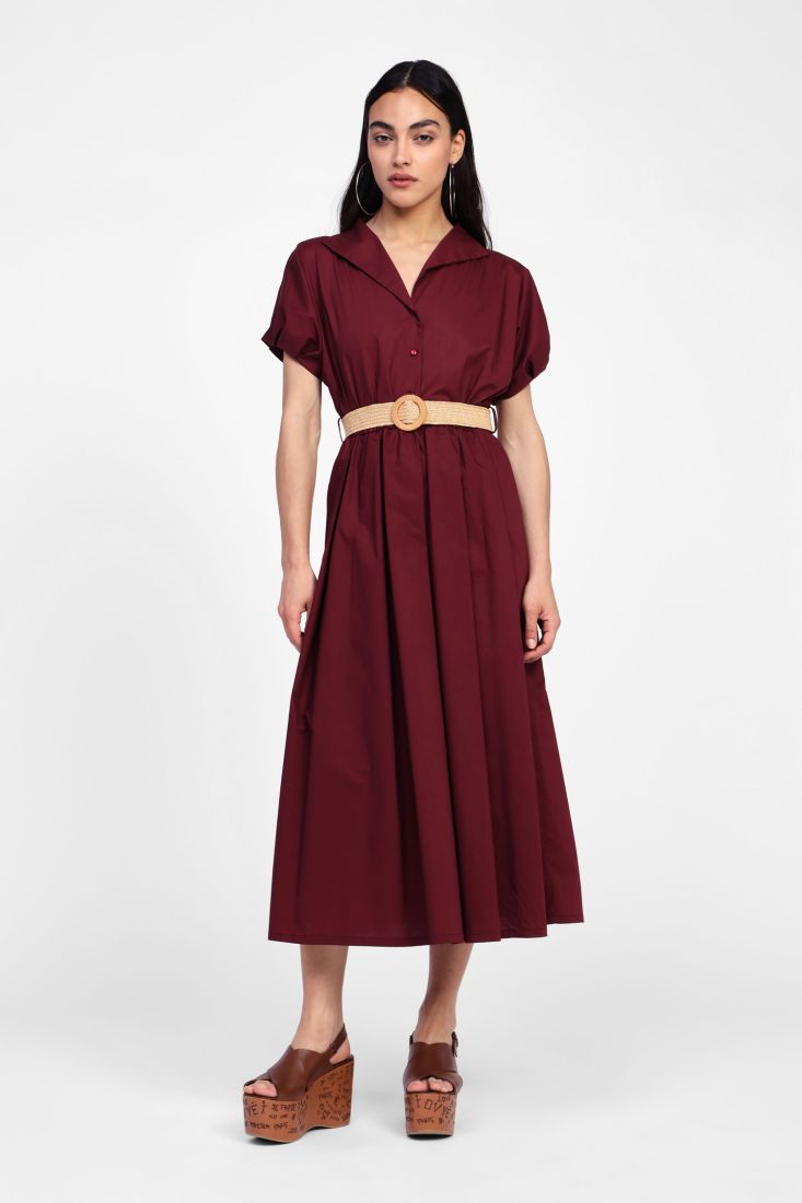 Dixie - Abito in cotone mezza manica con cintura intrecciata