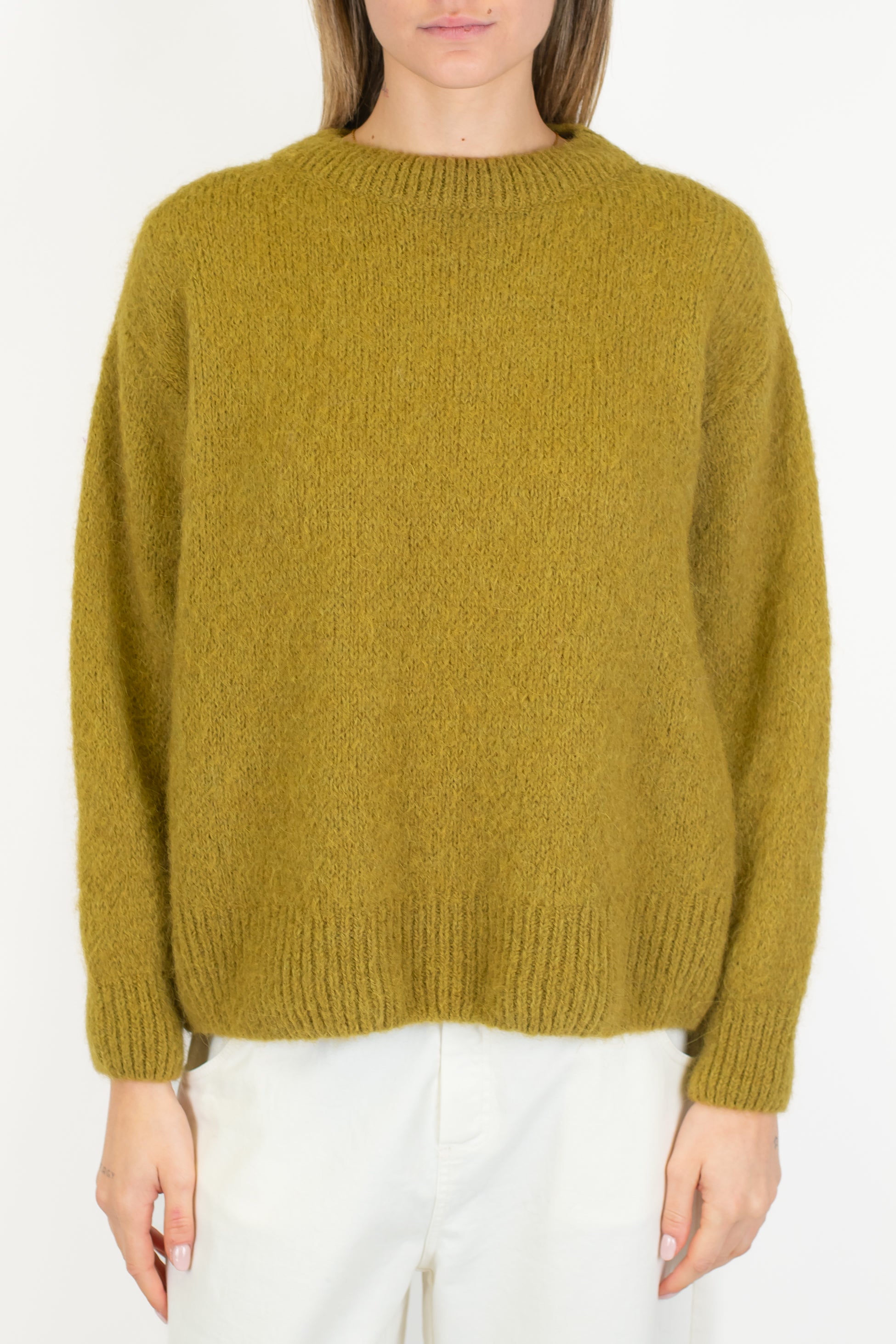 Dixie - Maglia girocollo maniche lunghe in baby alpaca