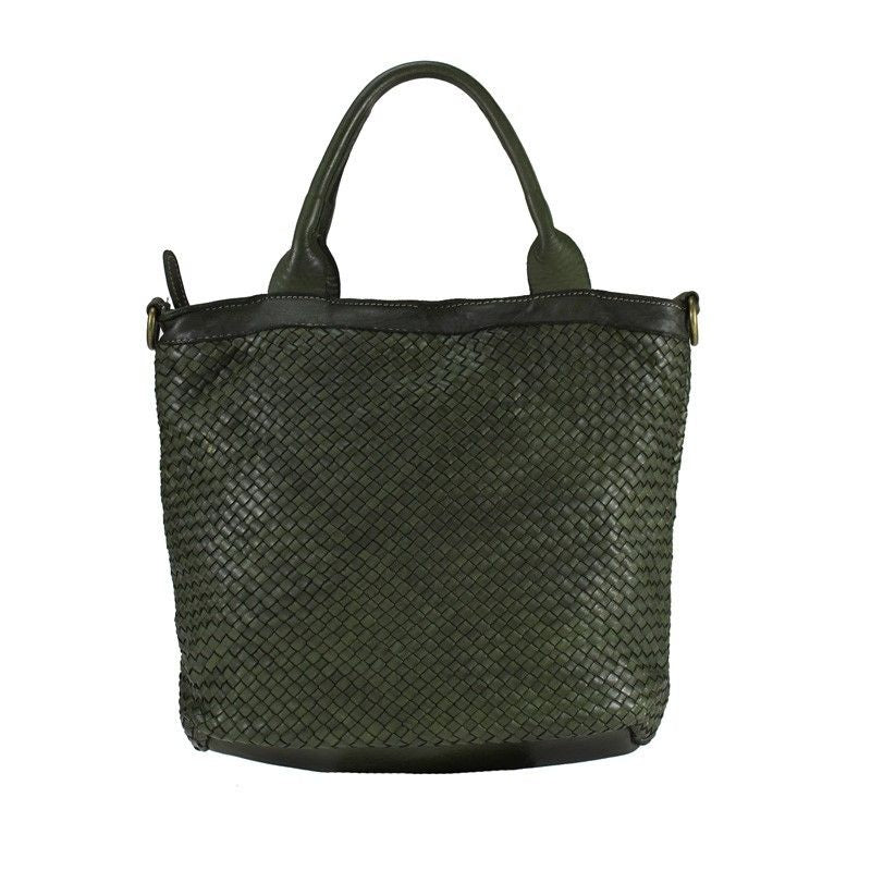 Borsa media 100% pelle intrecciata made in italy