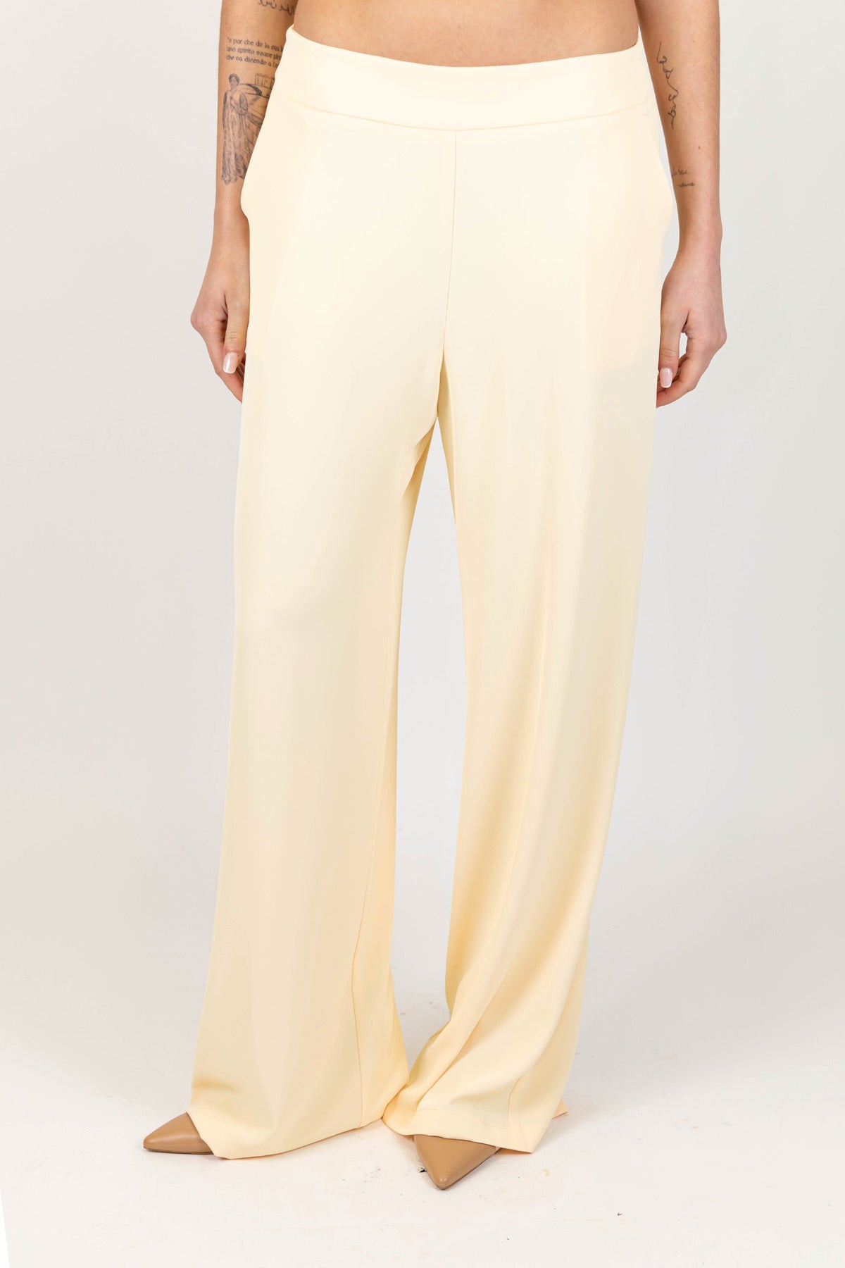 Kontatto - Pantalone palazzo in tessuto fluido con elastico in vita