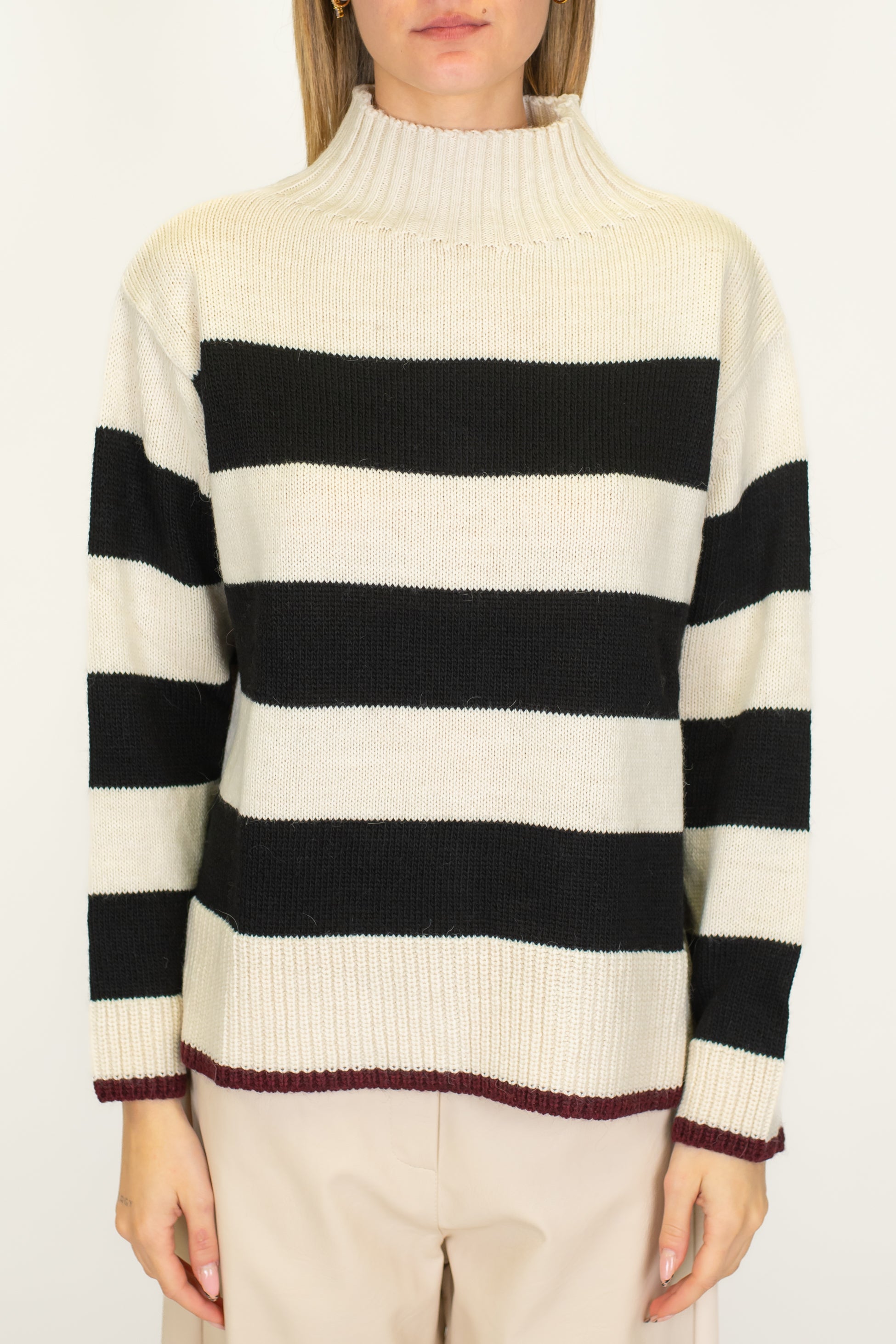 Motel - Lupetto fantasia a righe con fondo a contrasto