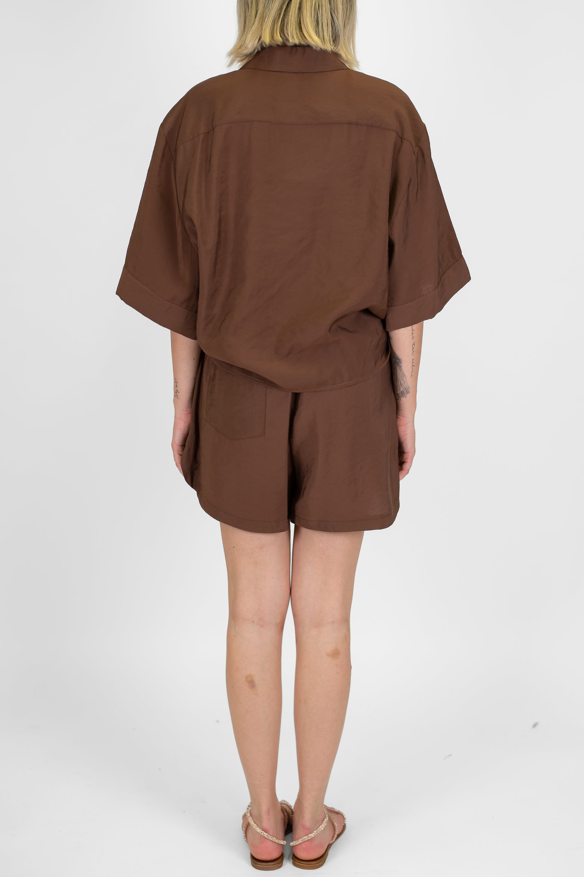 Motel - Coordinato in modal con camica mezzamanica e shorts con coulisse