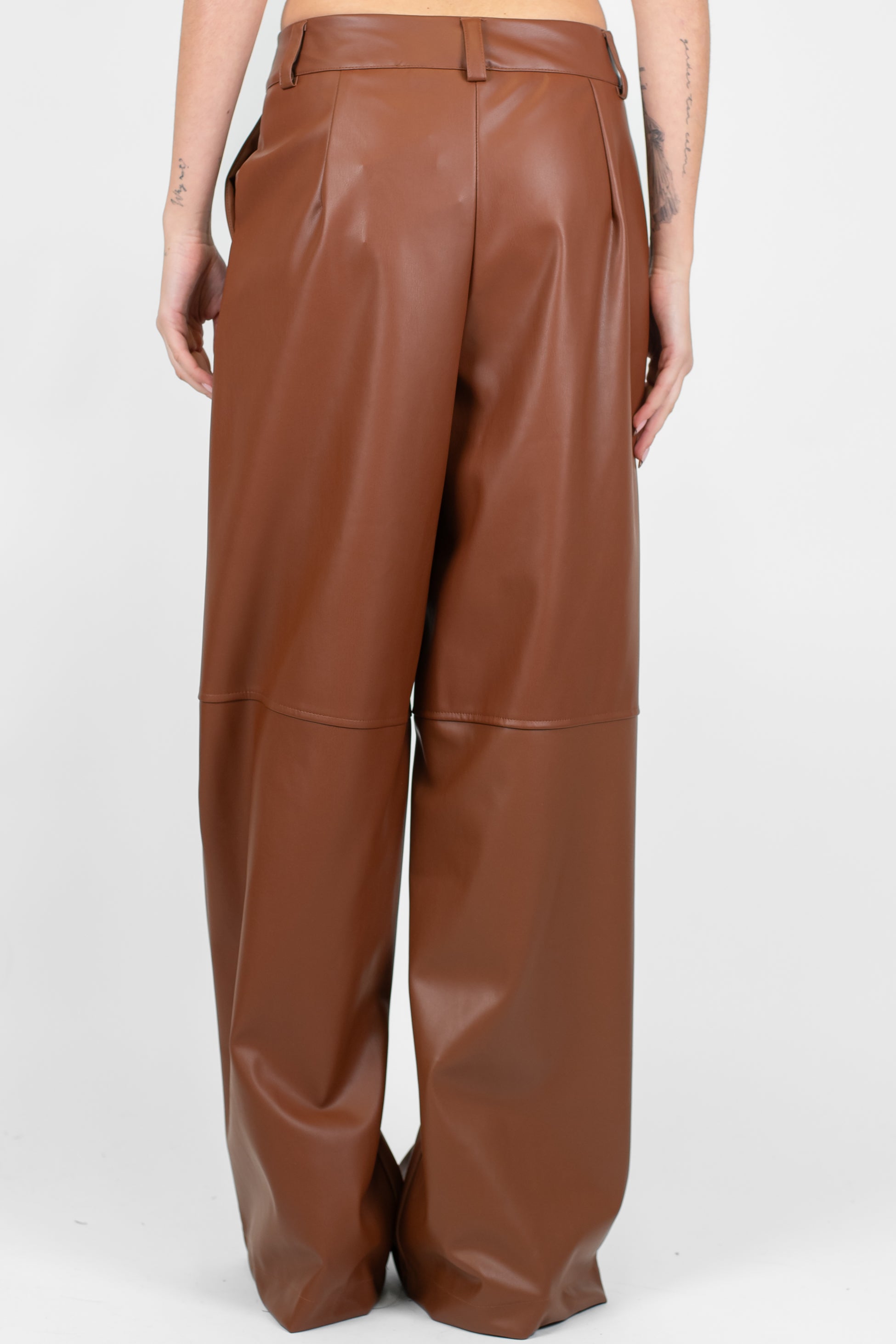 Dixie - Pantalone palazzo vita alta in ecopelle