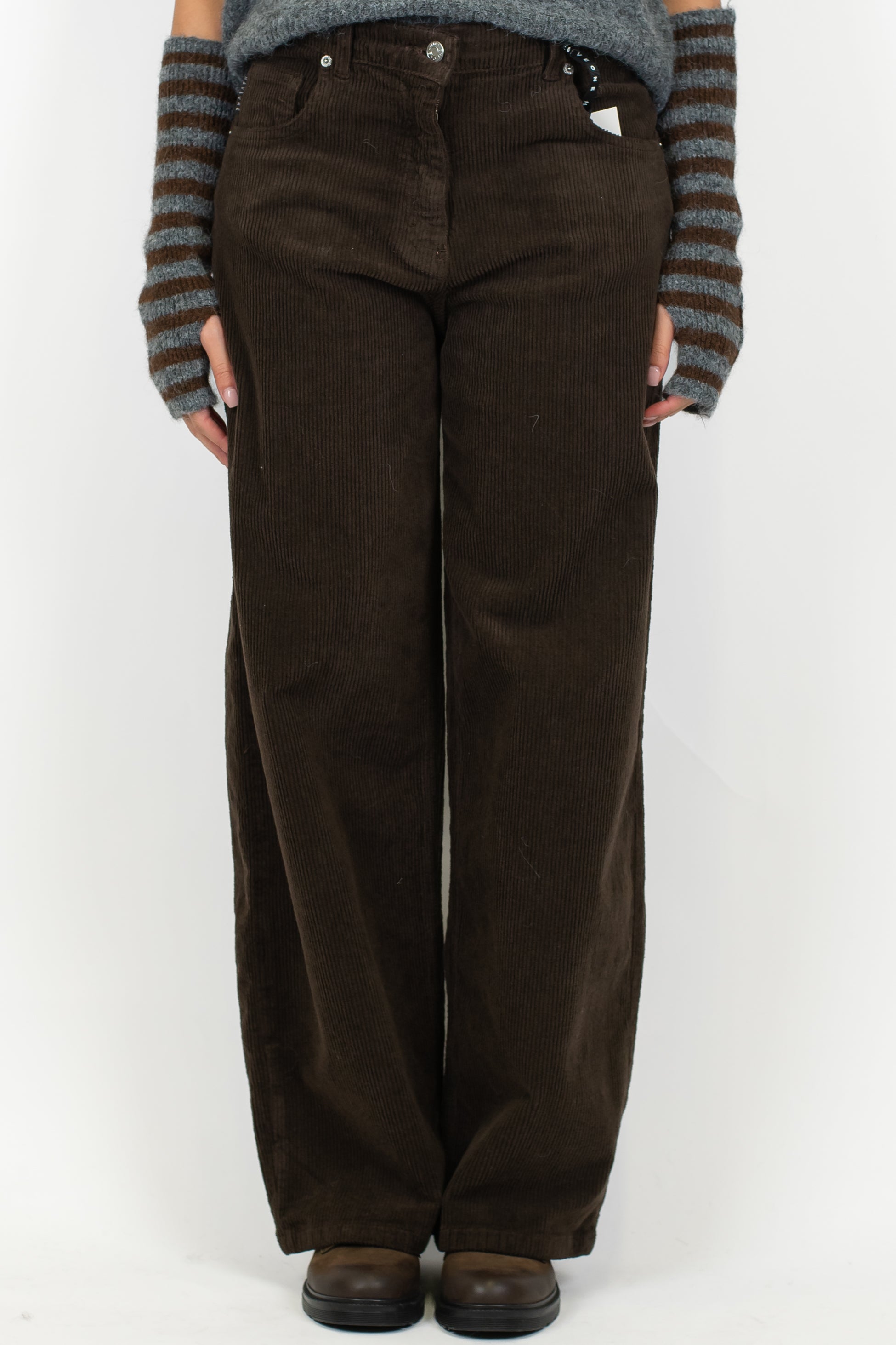 Haveone - Pantalone palazzo in velluto millerighe modello Bella