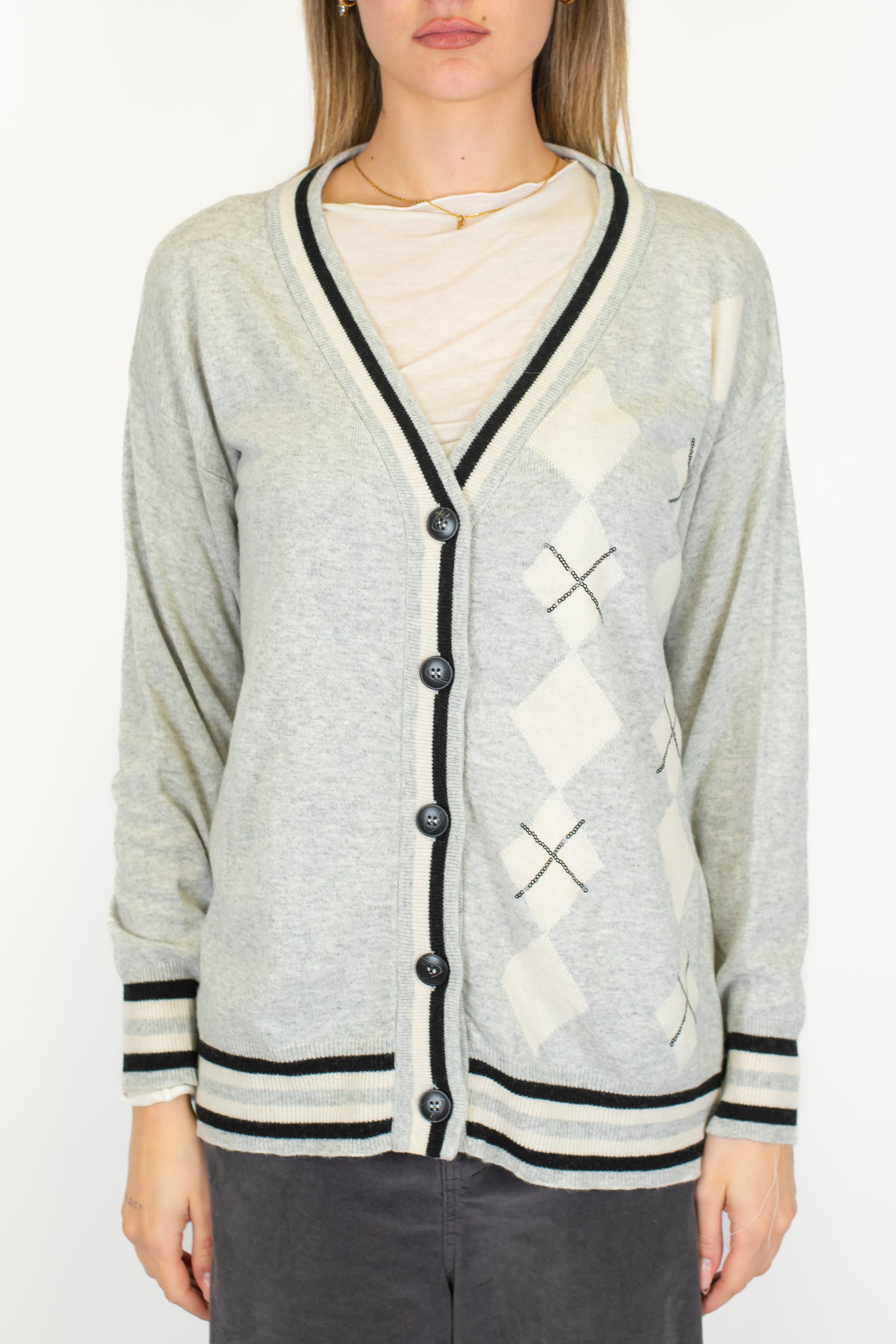 Motel - Cardigan in misto lana/viscosa con rombi