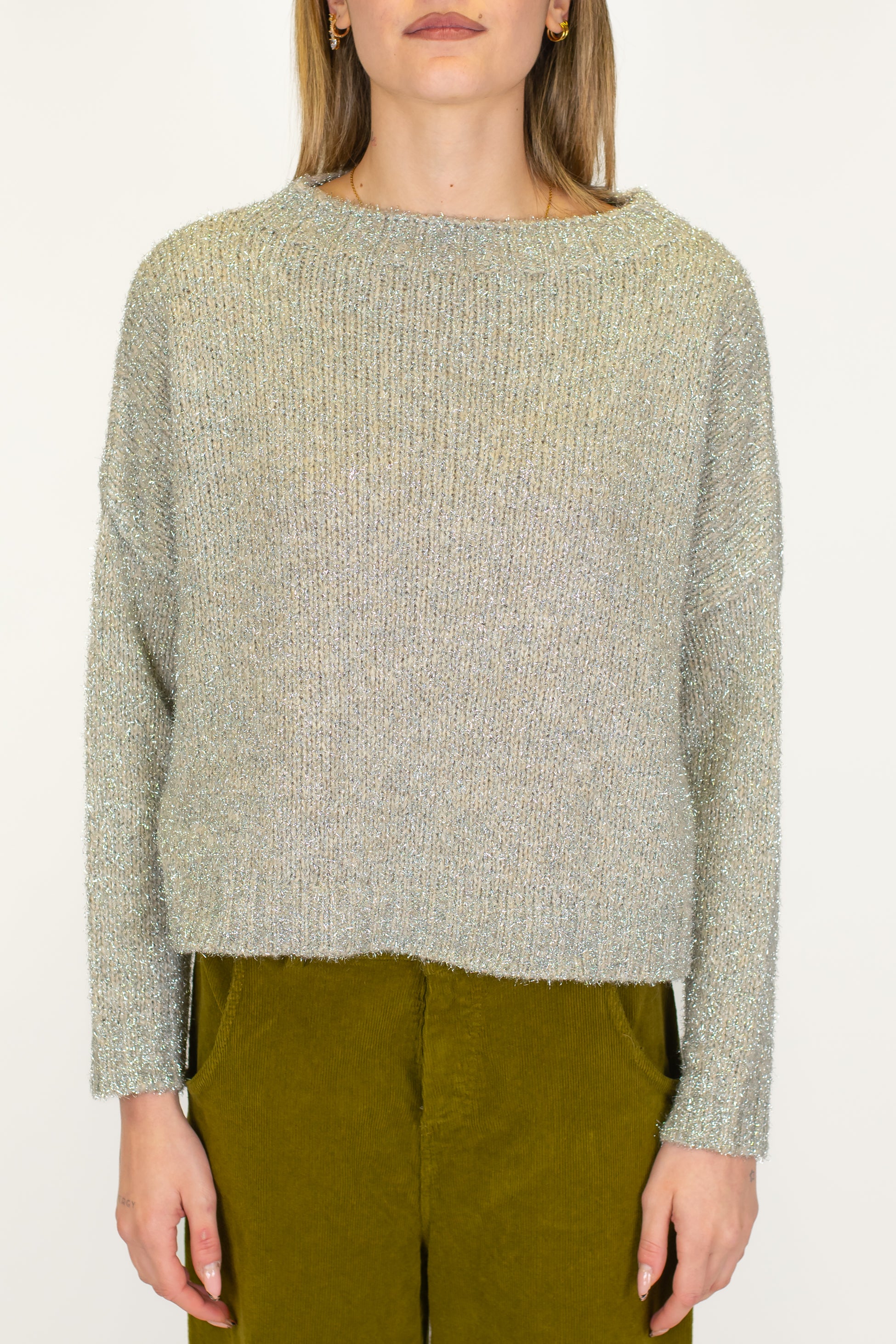 Haveone - Maglia scollo barca lurex in misto lana