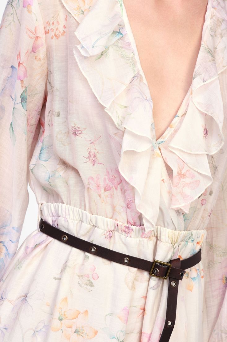 Dixie - Abito corto con stampa floreale e volant