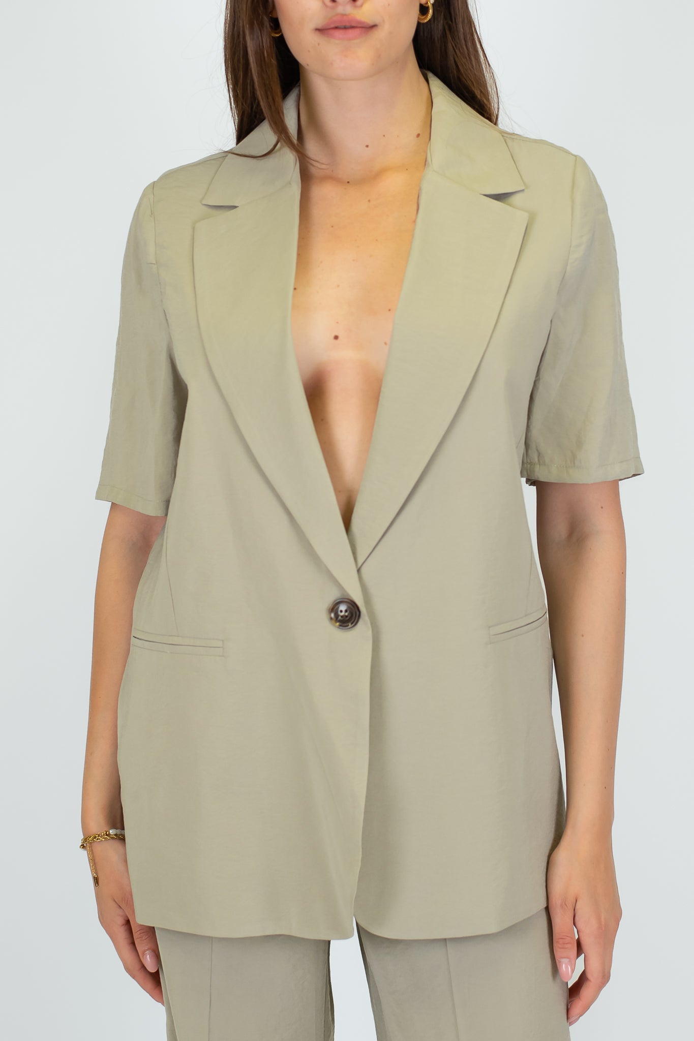 Haveone - Giacca monopetto mezza manica in modal