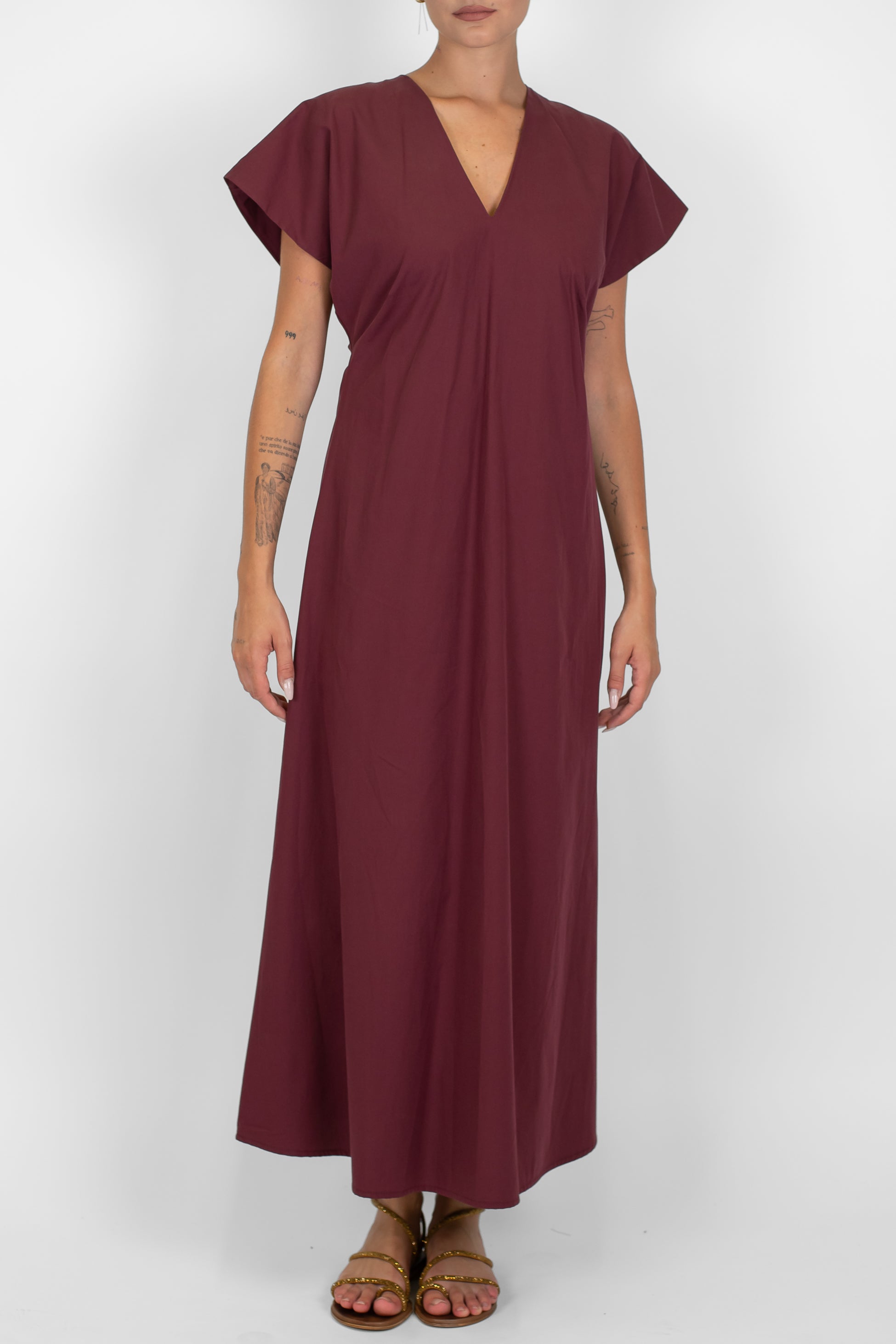 Motel - Abito lungo scollo v in cotone