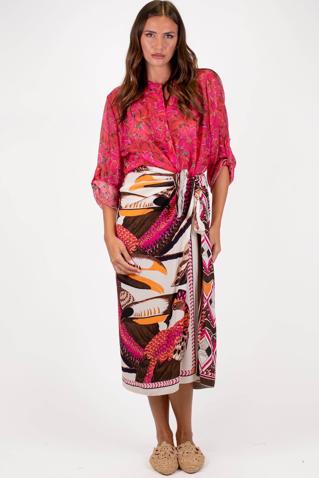 Haveone - Camicia in lyocell fantasia fiori