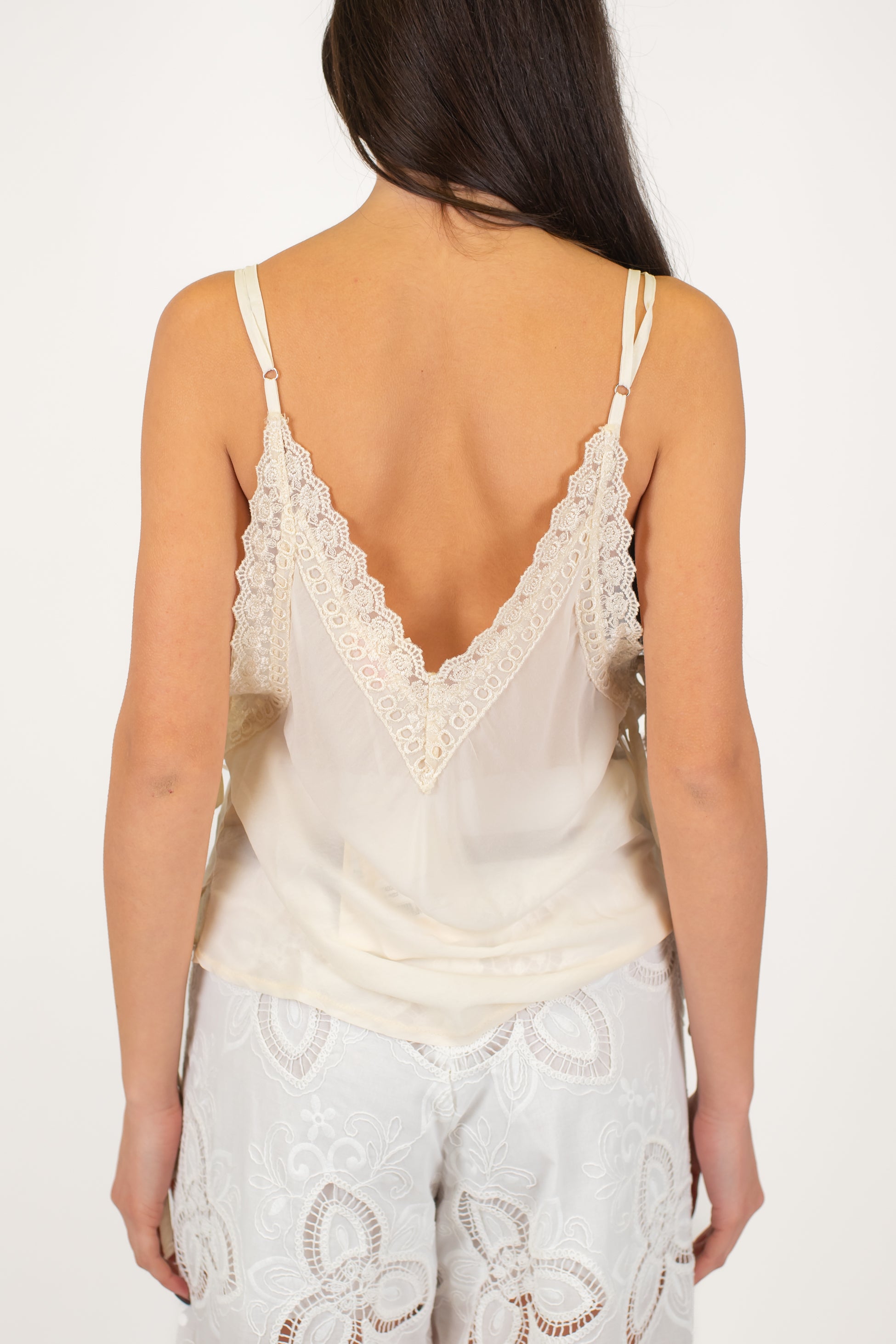 Kontatto - Top in viscosa con ricami in pizzo