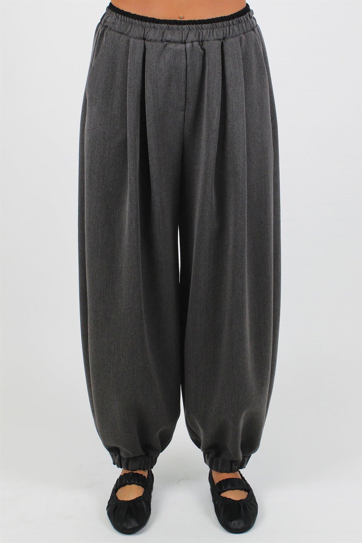 Maryley - Pantalone balloon con elastico in vita a contrasto ed elastico sul fondo