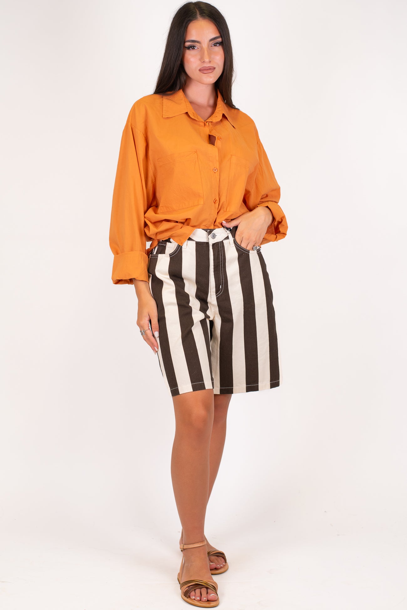 Haveone - Camicia in mussola di cotone con doppia tasca