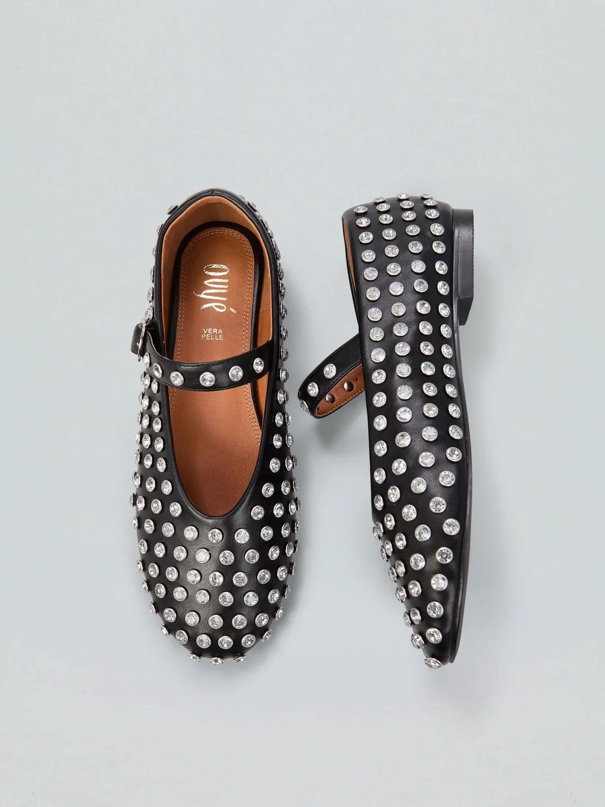 Ovyé - Ballerina in pelle con strass