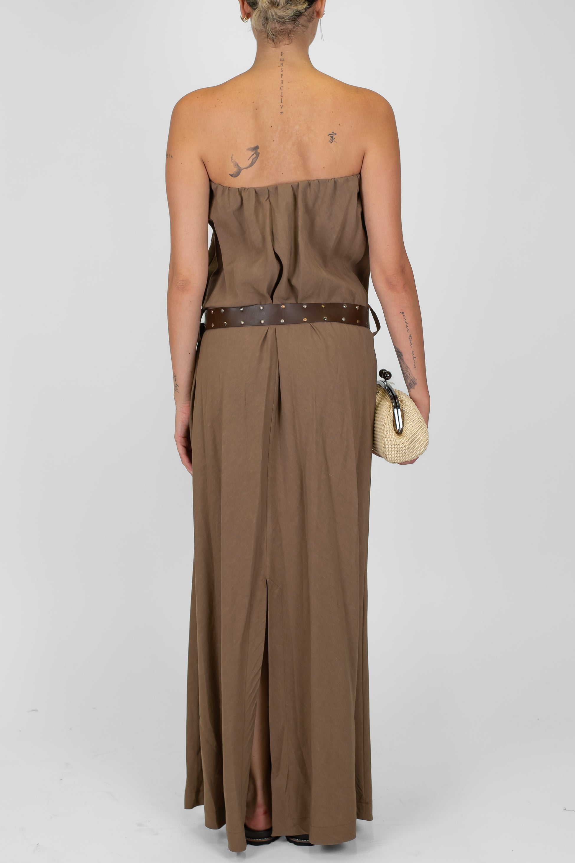 Tensione in - Abito a fascia in viscosa/lino con cintura