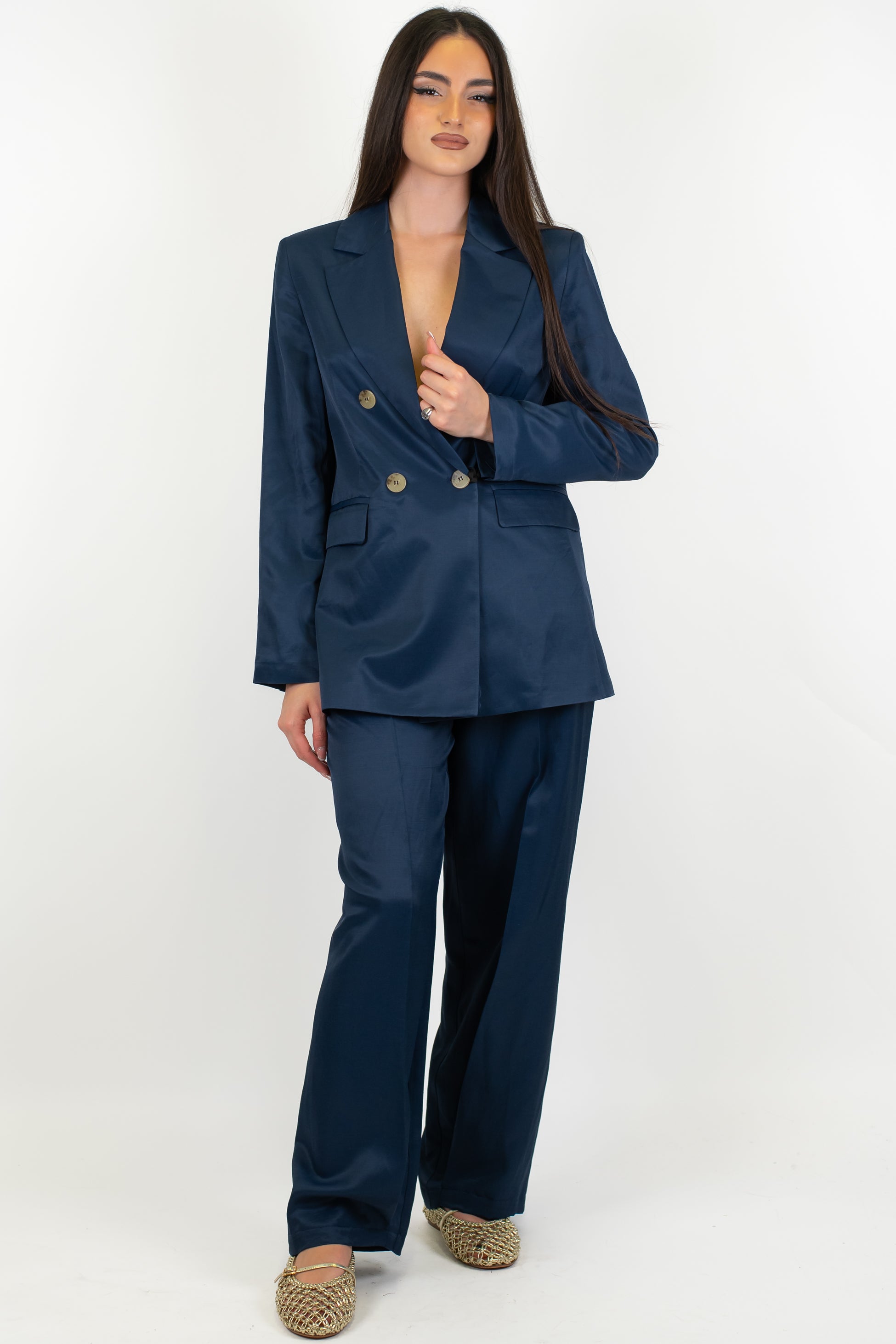 Maryley - Pantalone palazzo in misto lino