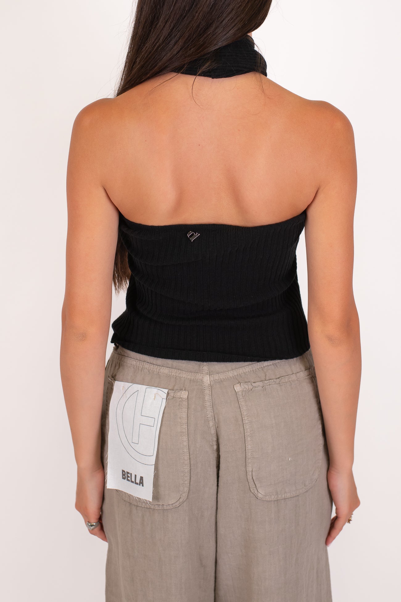 Dixie - Top fascia a costine con passaggio al collo ad incrocio