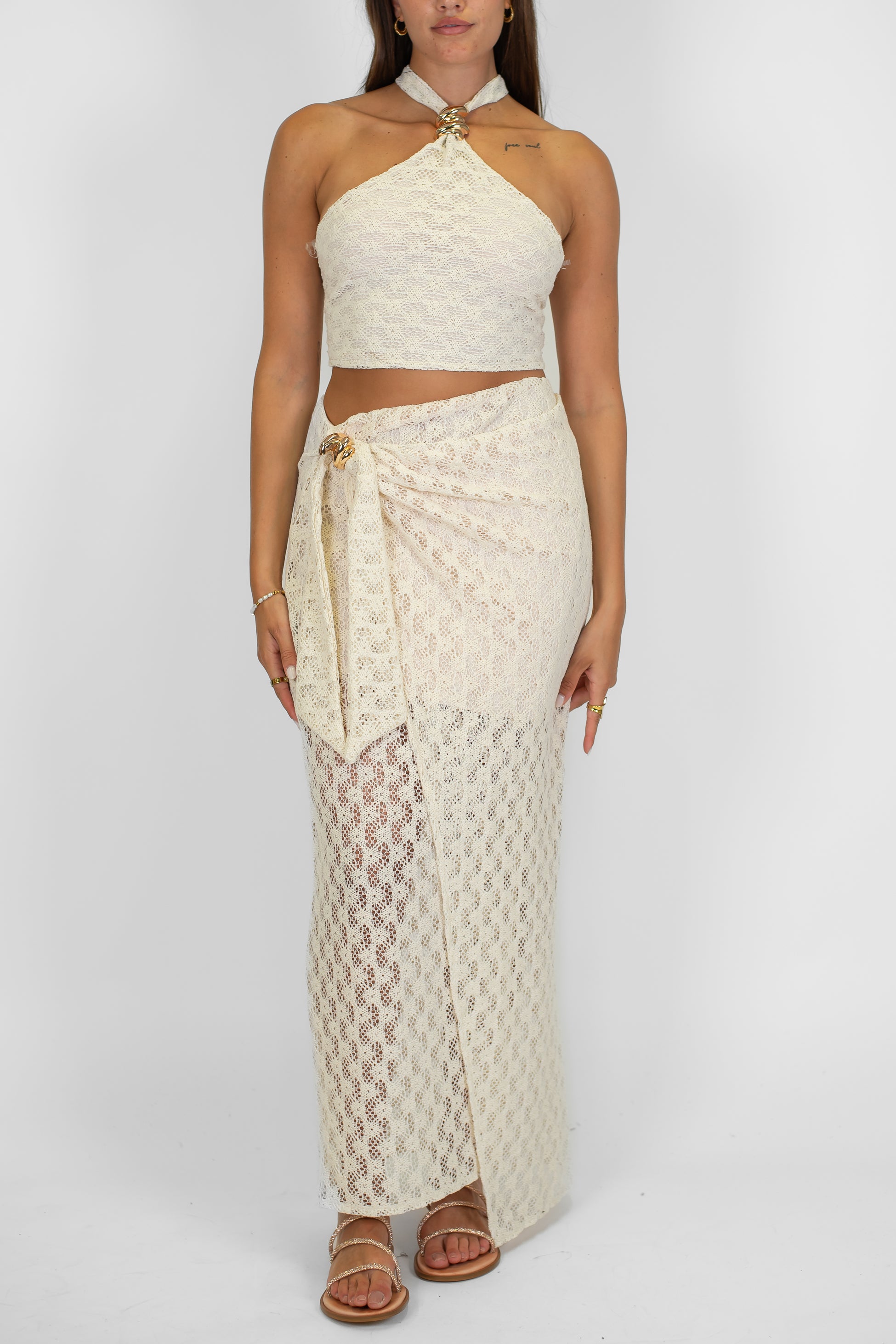 Haveone - Top fazzoletto scollato dietro con accessorio