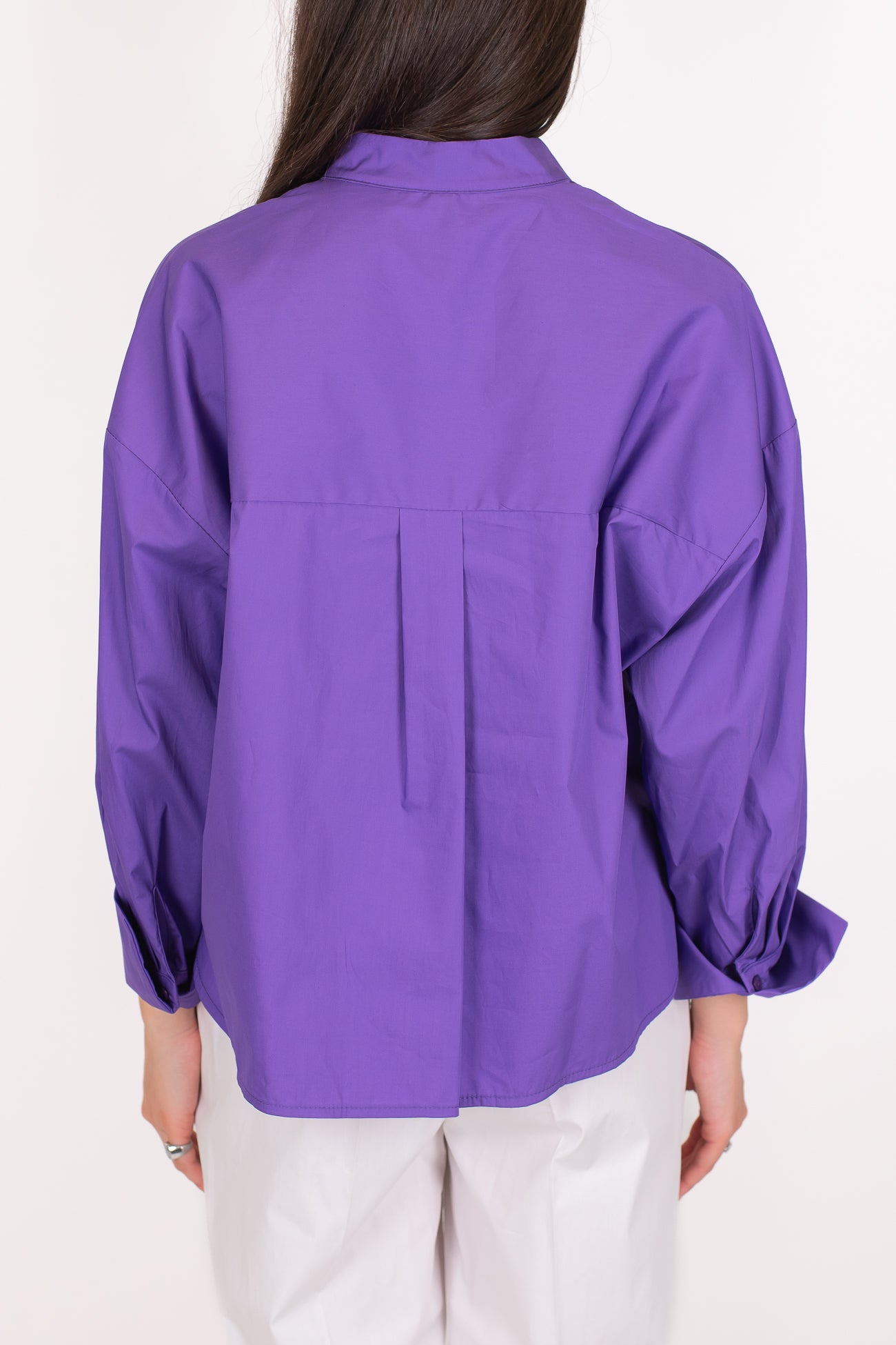Tensione in - Camicia collo alla coreana in cotone tela paracadute
