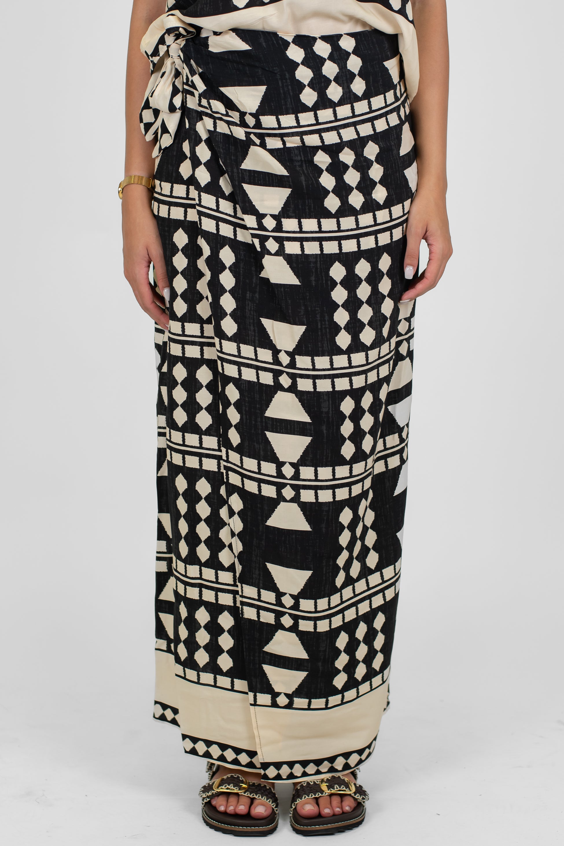 Haveone - Gona pareo a portafoglio fantasia geometrica in viscosa