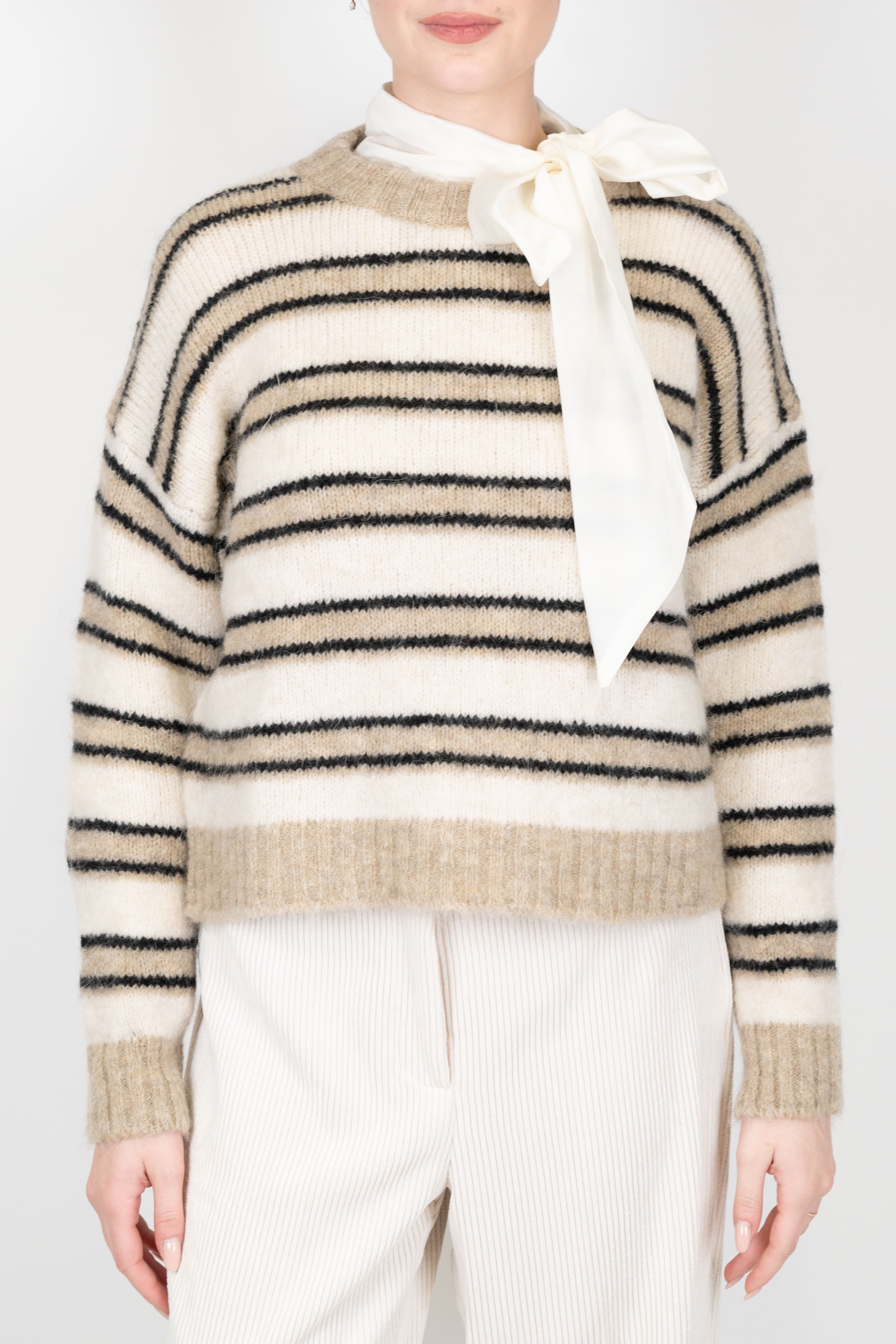 Tensione in - Maglia fantasia righe a contrasto in misto lana