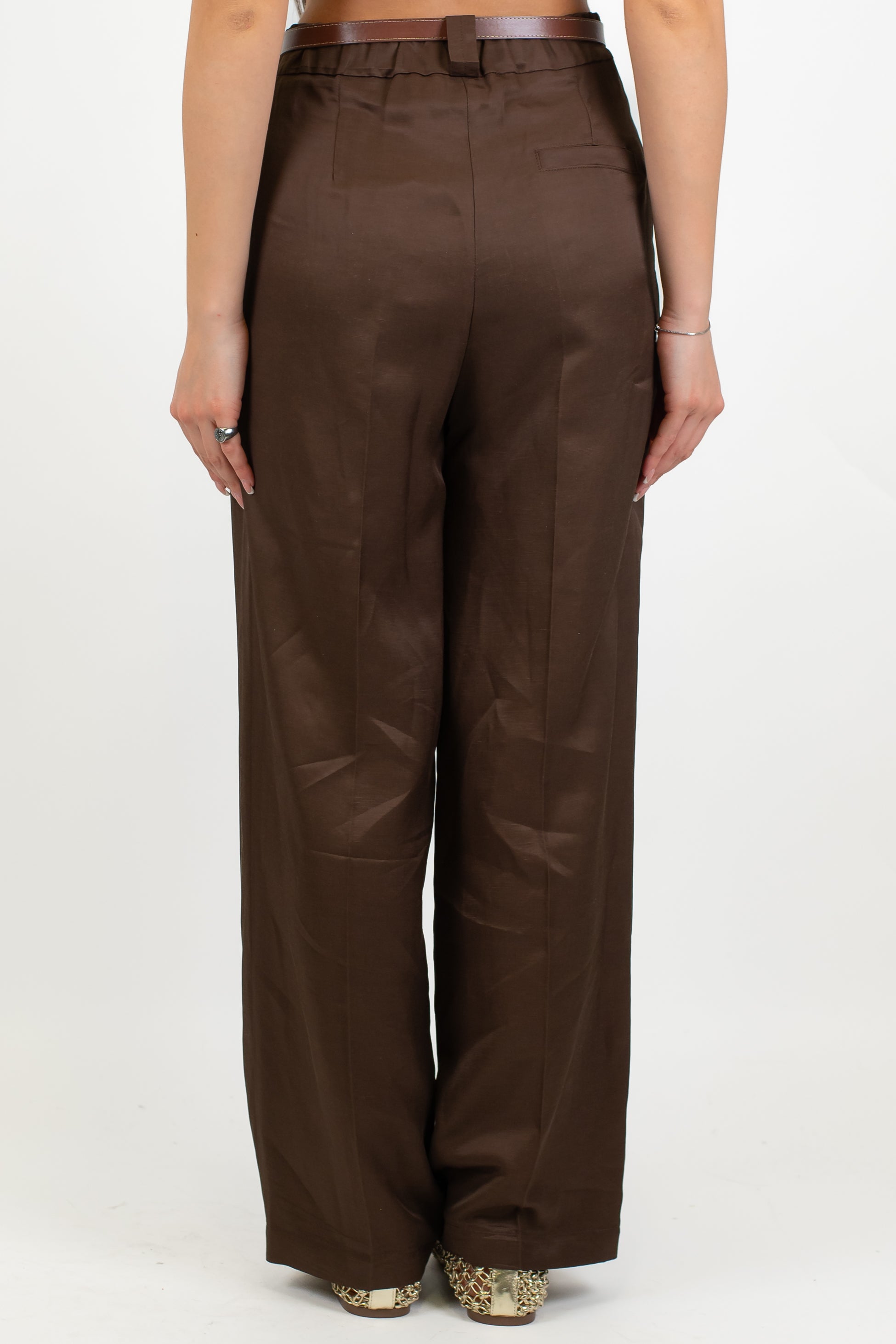 Maryley - Pantalone palazzo in misto lino