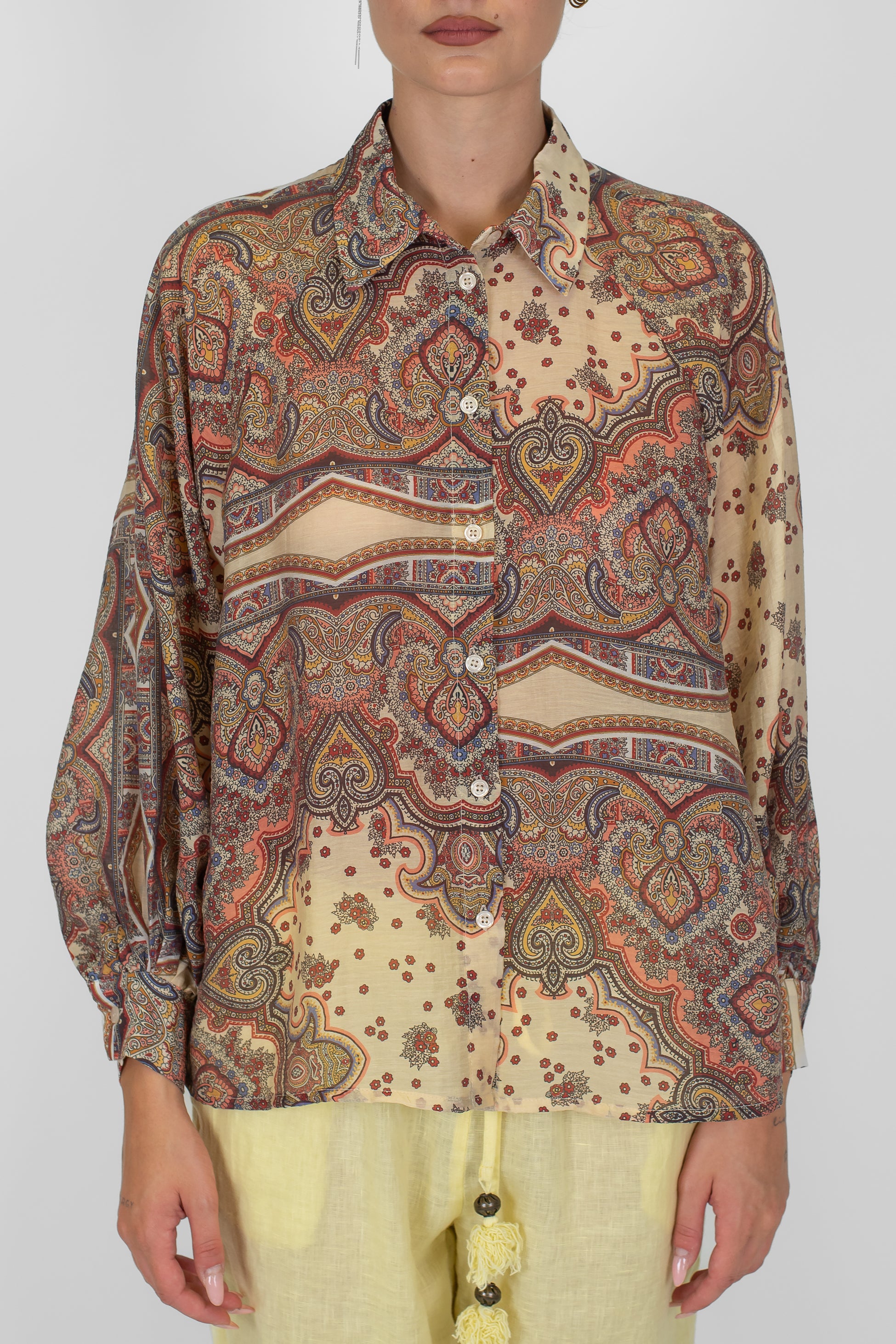 Dixie - Camicia fantasia astratta in lyocell