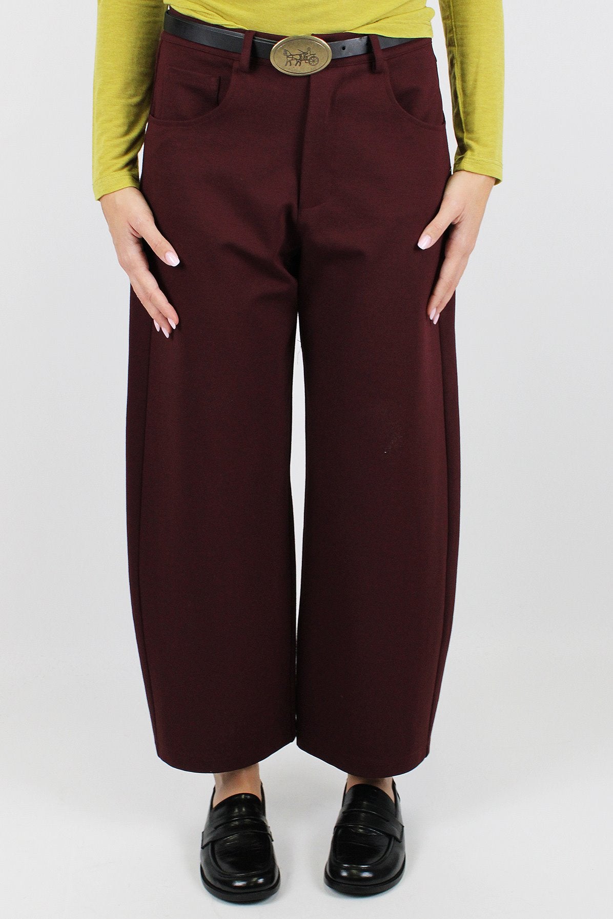 Tensione in - Pantalone balloon crop in punto milano