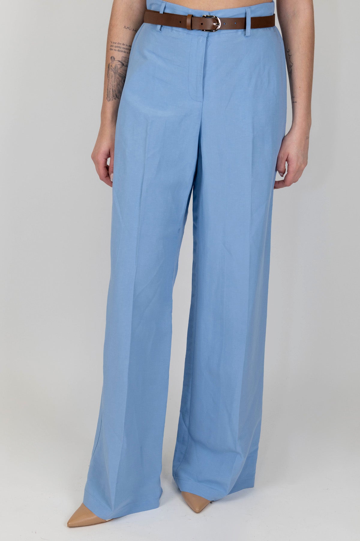 Motel - Pantalone palazzo in misto lino