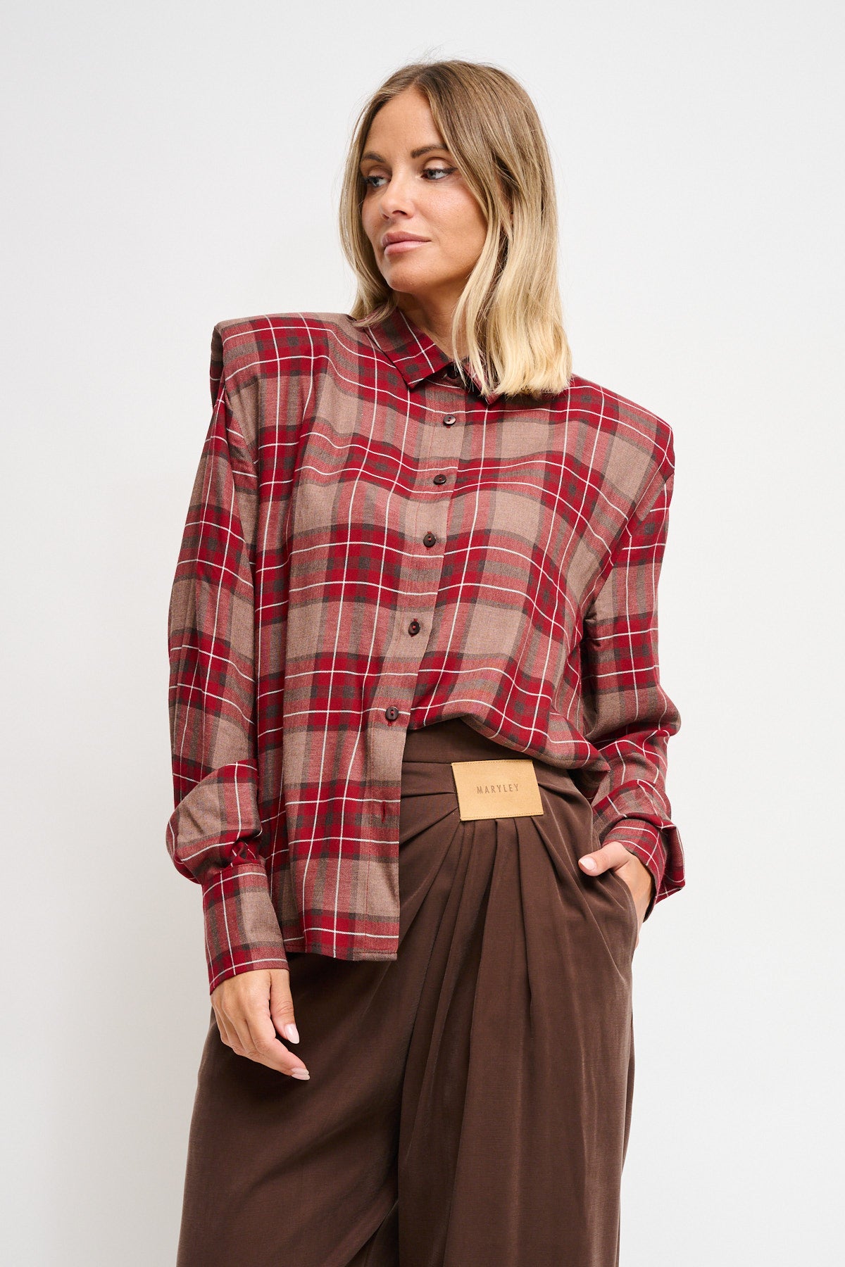 Maryley - Camicia fantasia check con spalline