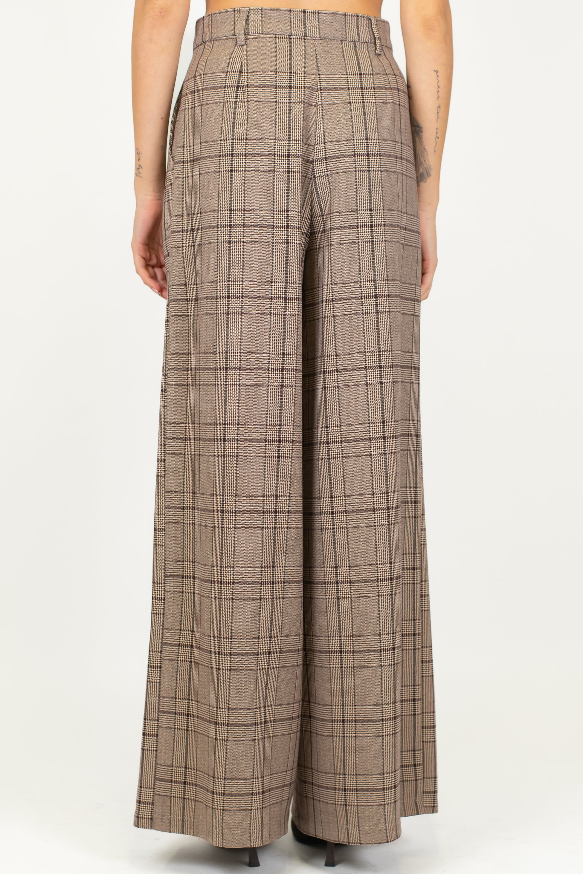 Tensione in - Pantalone palazzo fantasia check