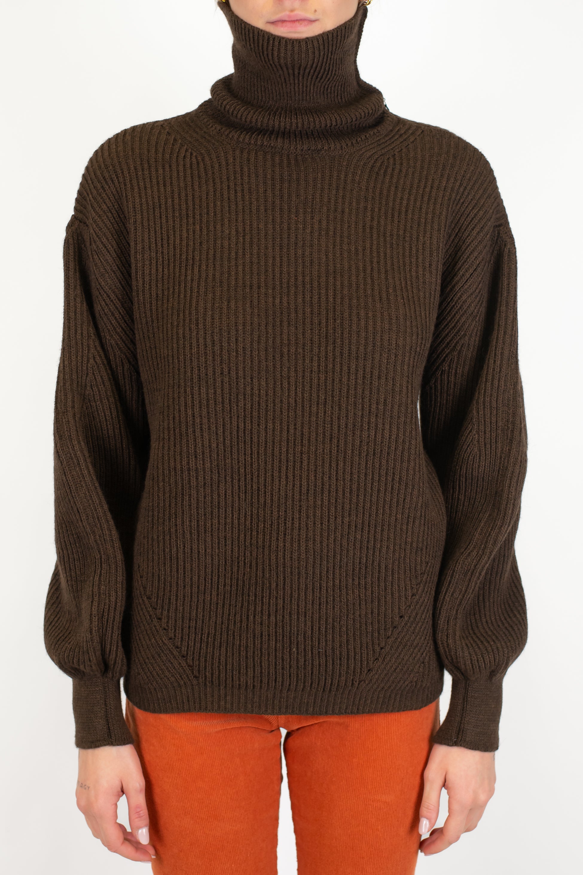 Tensione in - Dolcevita a costa inglese in misto lana