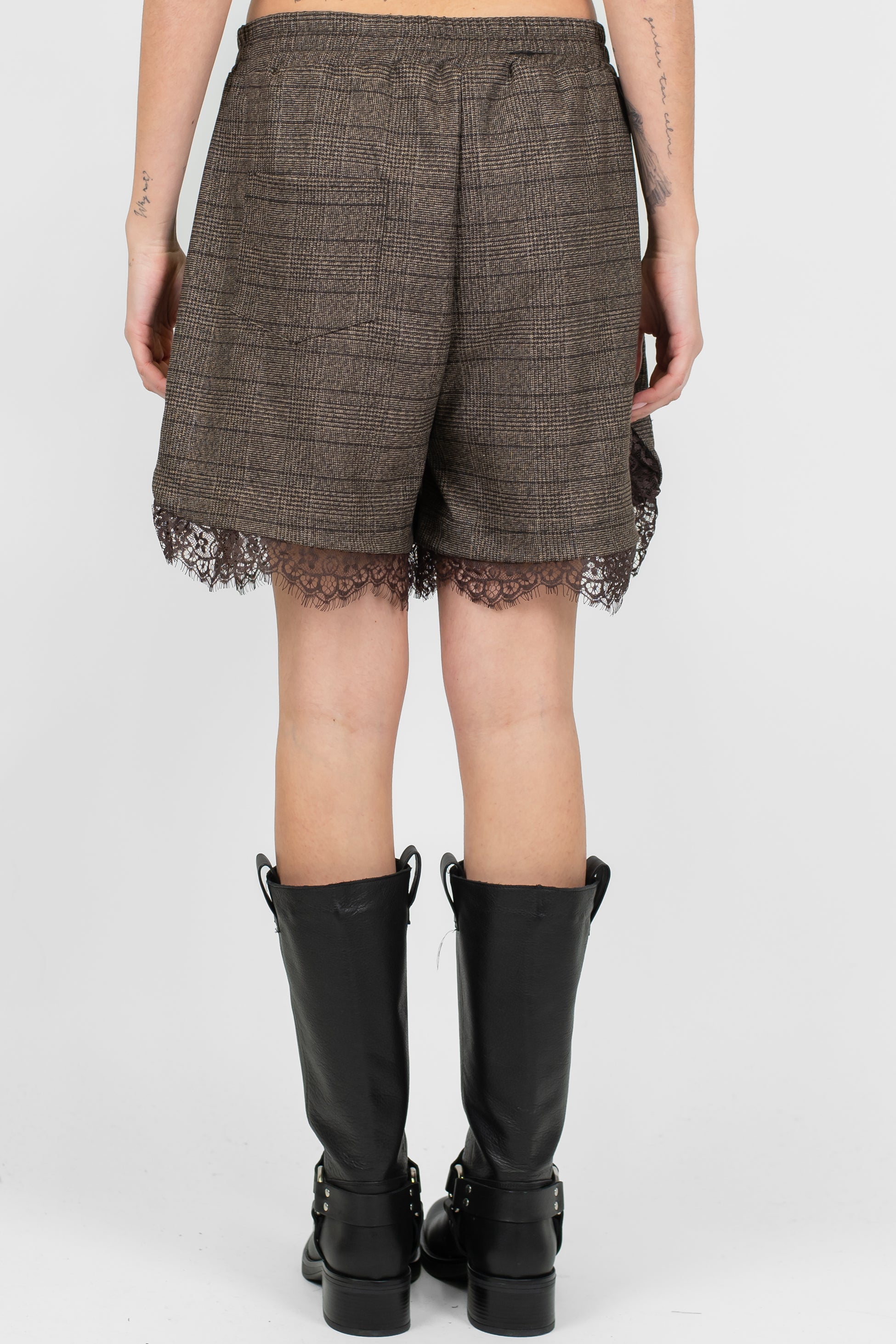 Tensione in - Shorts fantasia principe di galles con pizzo sul fondo