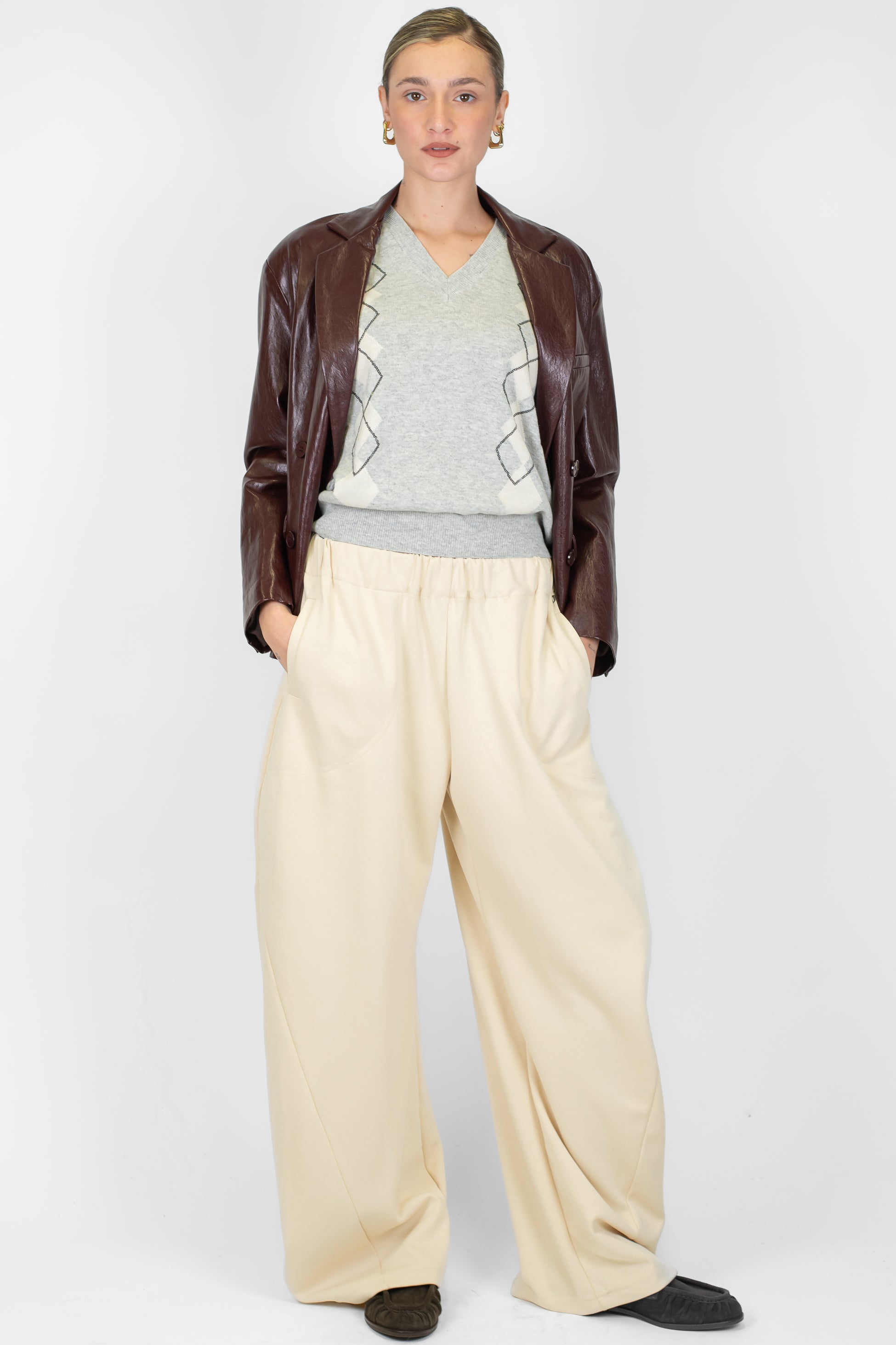 Dixie - Pantalone balloon a gamba ampia con elastico in vita