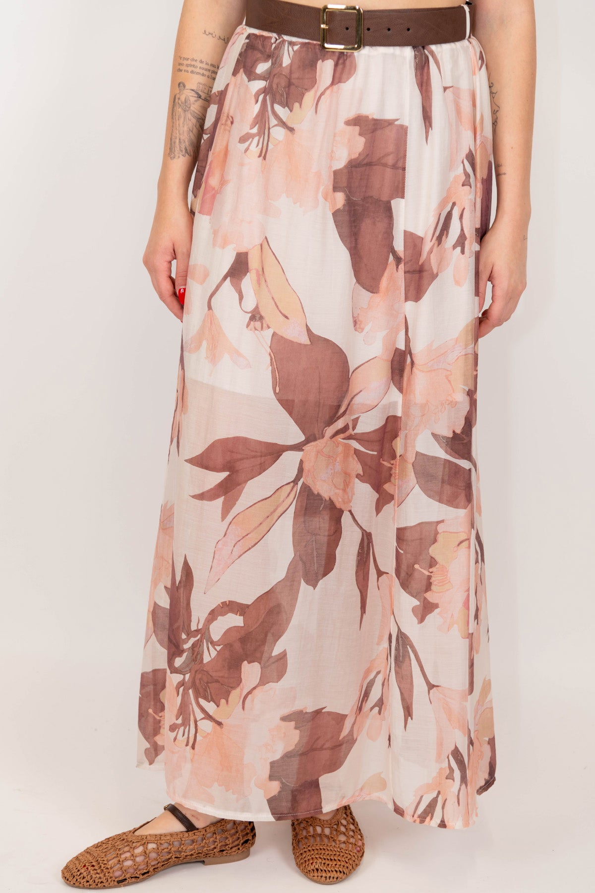 Haveone - Gonna fantasia floreale in lyocell con elastico in vita