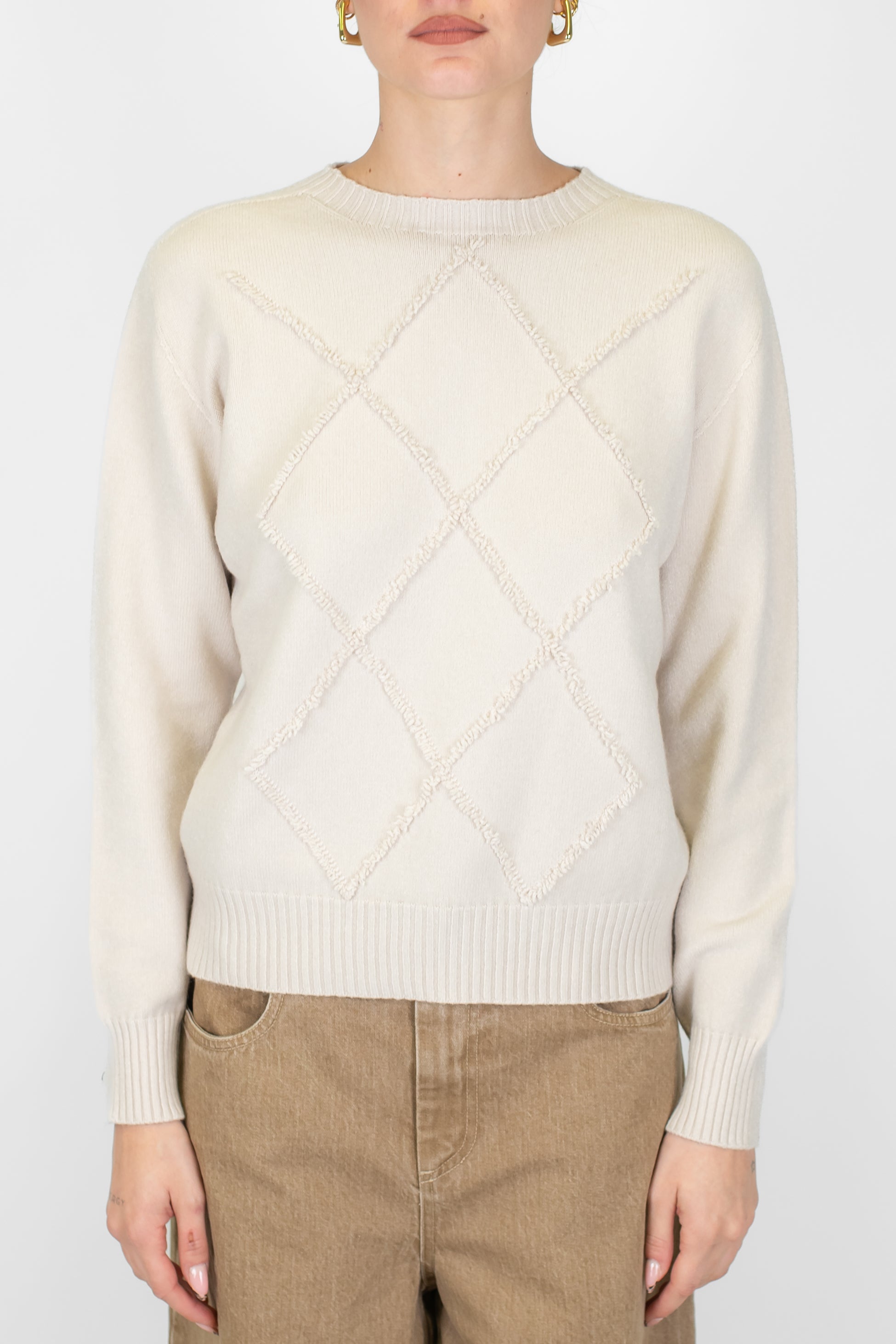 Motel - Maglia girocollo con rombi ricamati