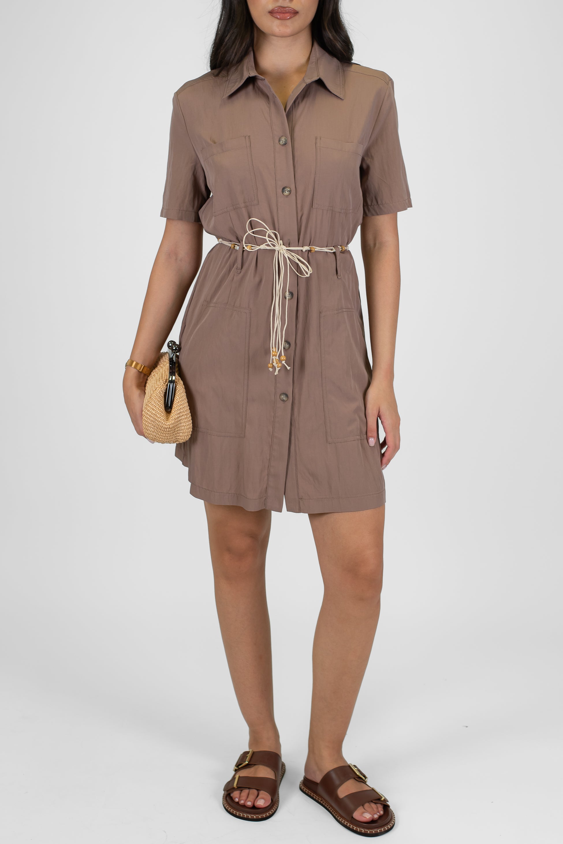 Please - Chemisier corto mezzamanica con quattro tasche