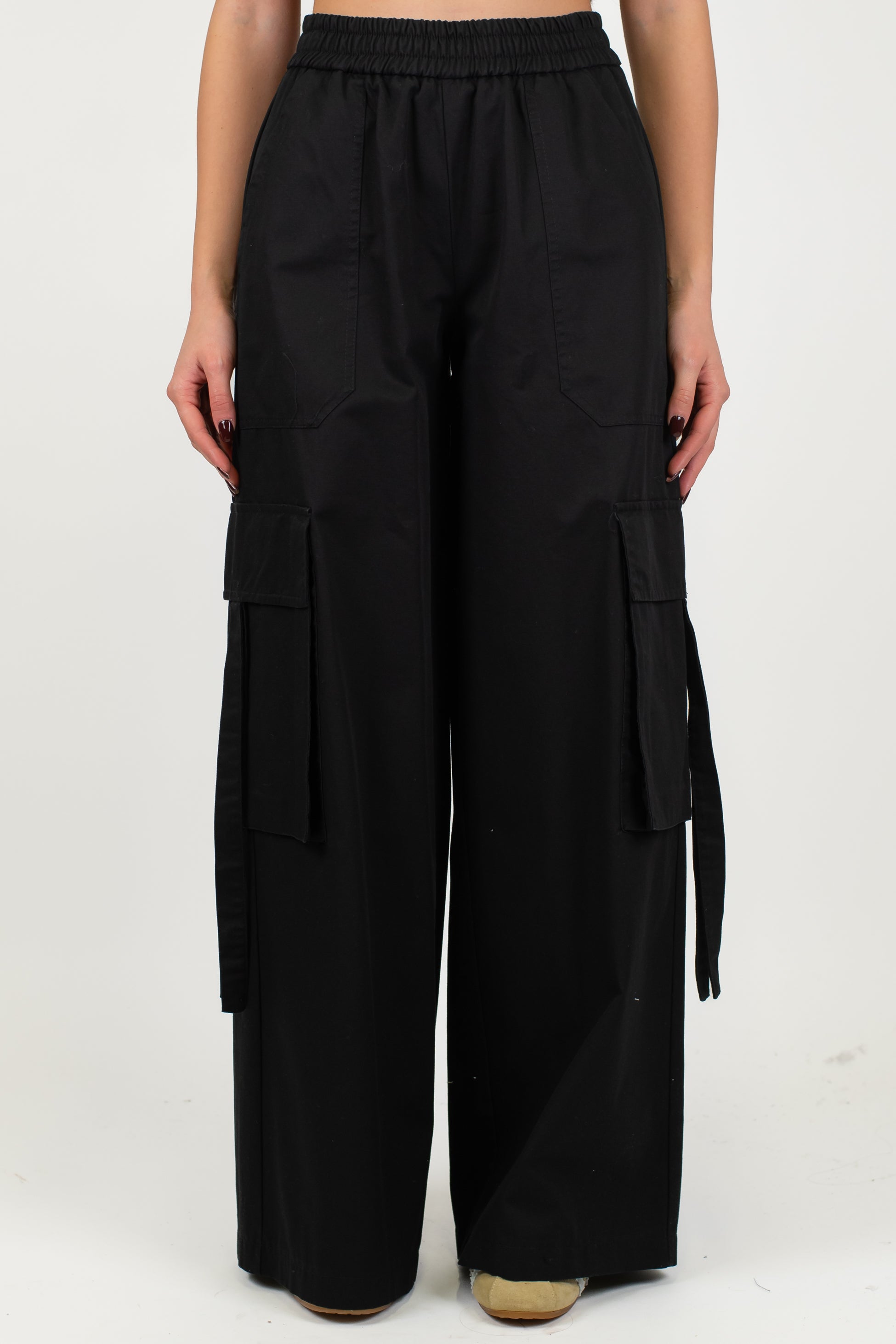 Motel - Pantalone cargo palazzo con elastico in vita